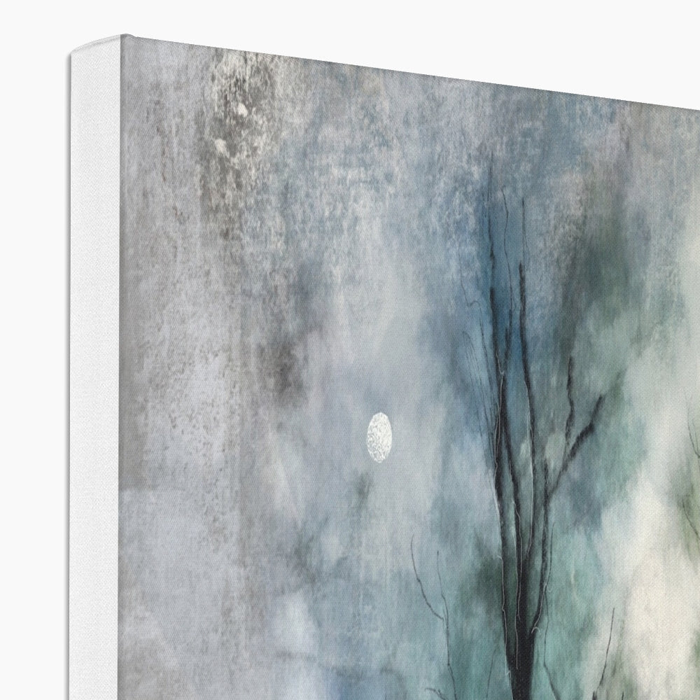 Stretched Glasgow Necropolis Moonlight Canvas with abstract winter landscape and full moon
