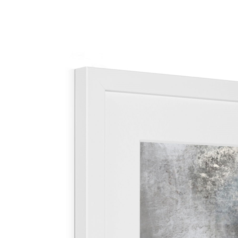 White picture frame with light gray abstract art print from Glasgow Necropolis Moonlight collection