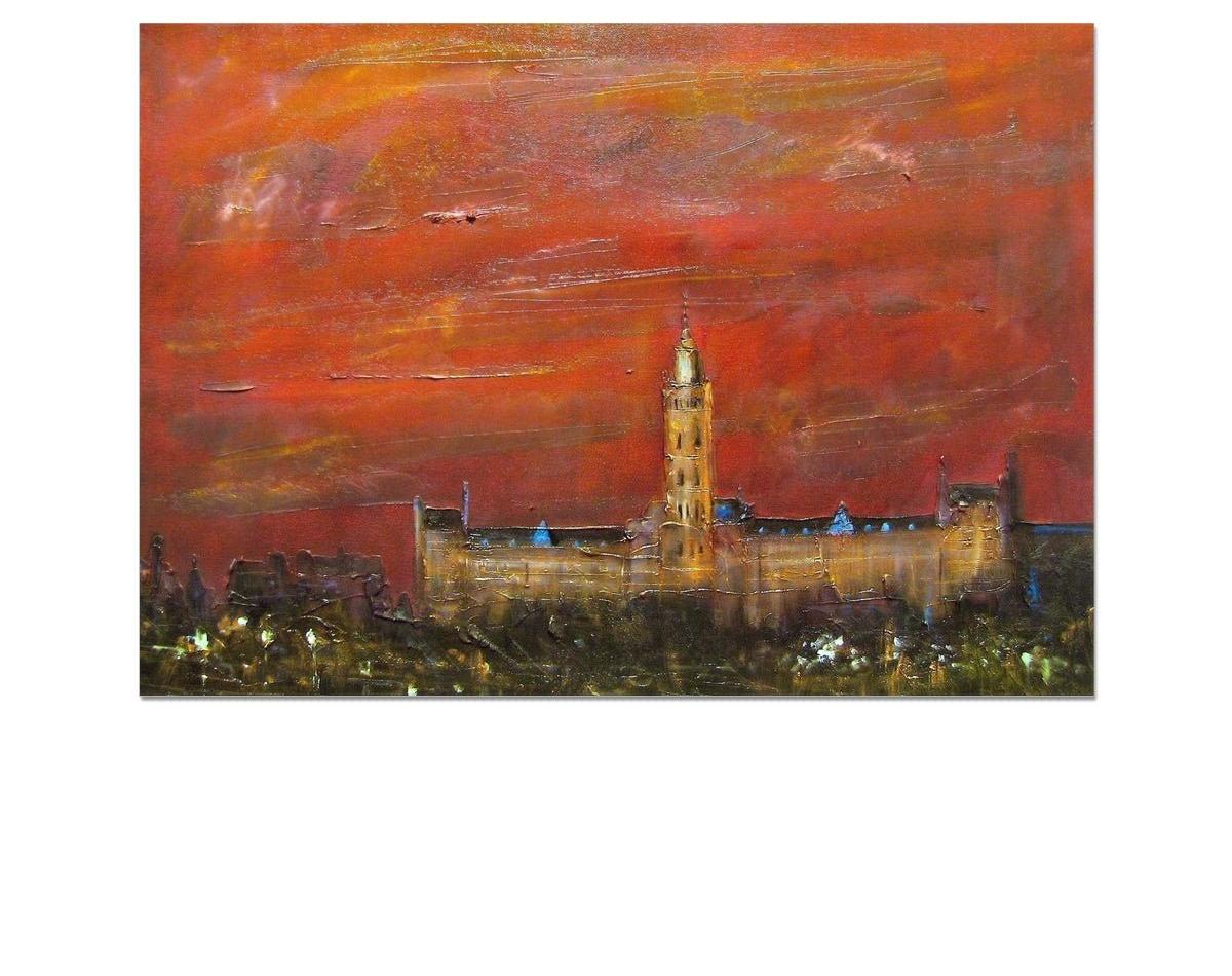 Glasgow University Dusk-art-painting-scotland