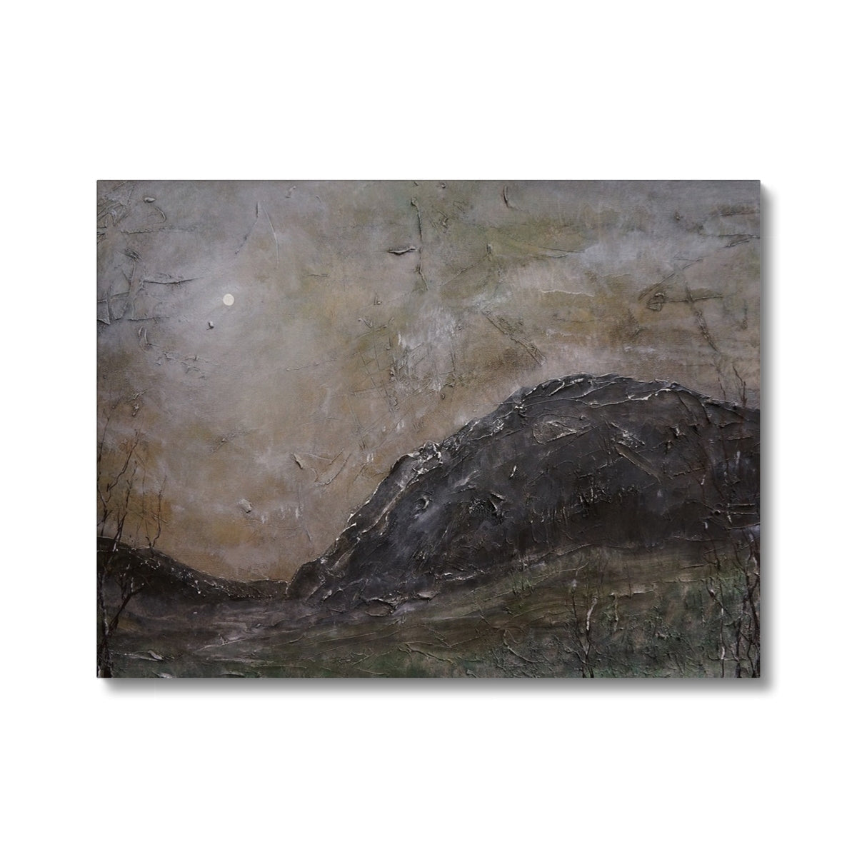 Glen Nevis Moonlight charcoal gray abstract landscape canvas print