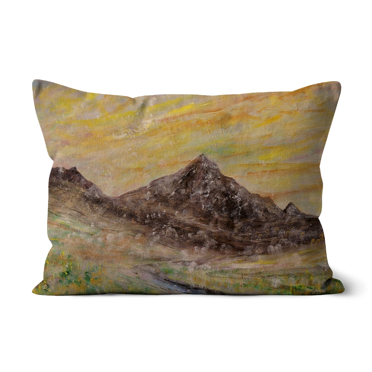 Glen Rosa Mist Arran Art Gifts Cushion-Cushions-Arran Art Gallery-Faux Suede-19"x13"-Paintings, Prints, Homeware, Art Gifts From Scotland By Scottish Artist Kevin Hunter