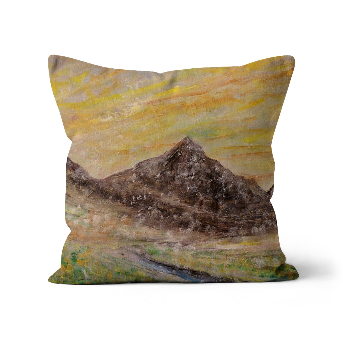 Glen Rosa Mist Arran Art Gifts Cushion-Cushions-Arran Art Gallery-Faux Suede-22"x22"-Paintings, Prints, Homeware, Art Gifts From Scotland By Scottish Artist Kevin Hunter
