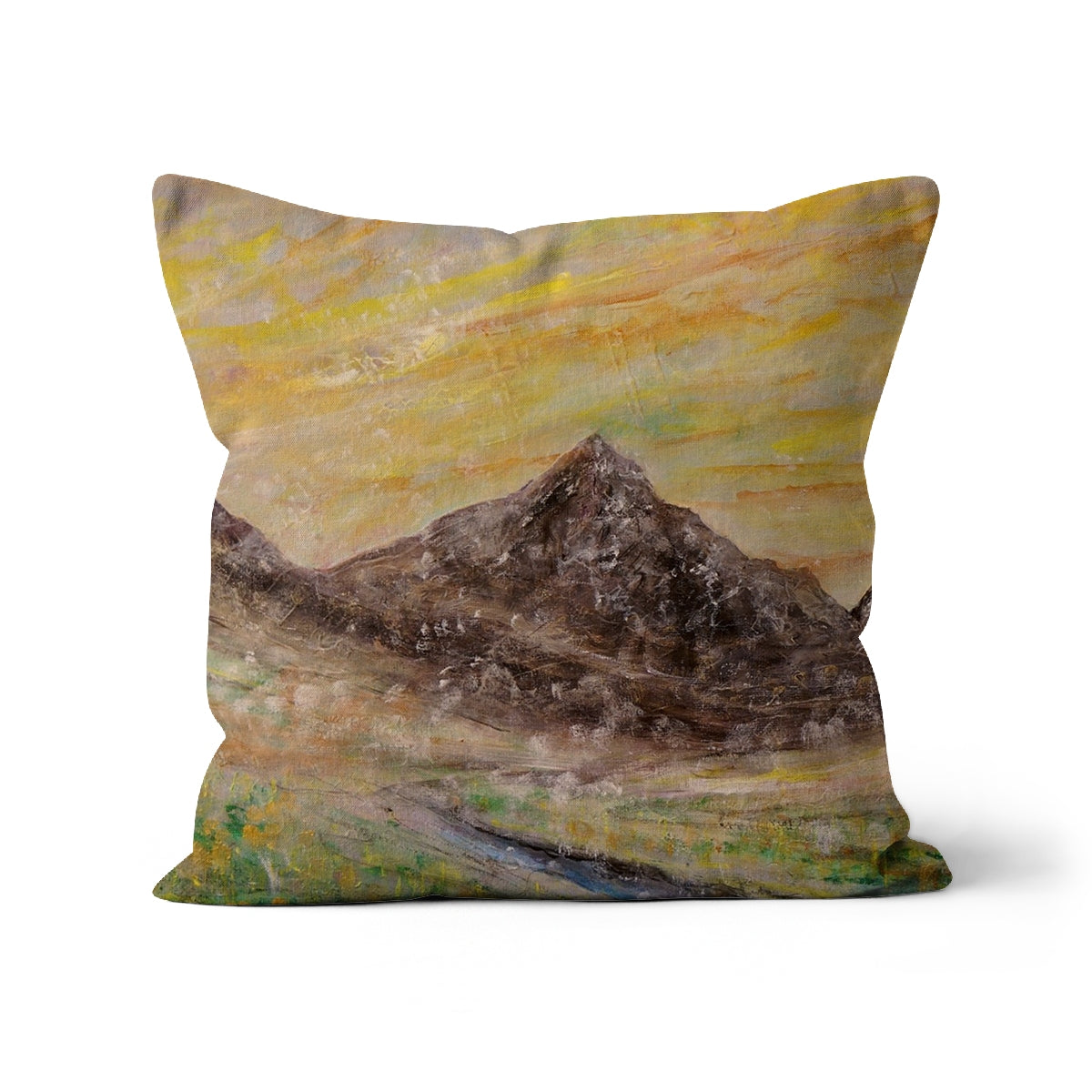 Glen Rosa Mist Arran Art Gifts Cushion-Cushions-Arran Art Gallery-Faux Suede-24"x24"-Paintings, Prints, Homeware, Art Gifts From Scotland By Scottish Artist Kevin Hunter