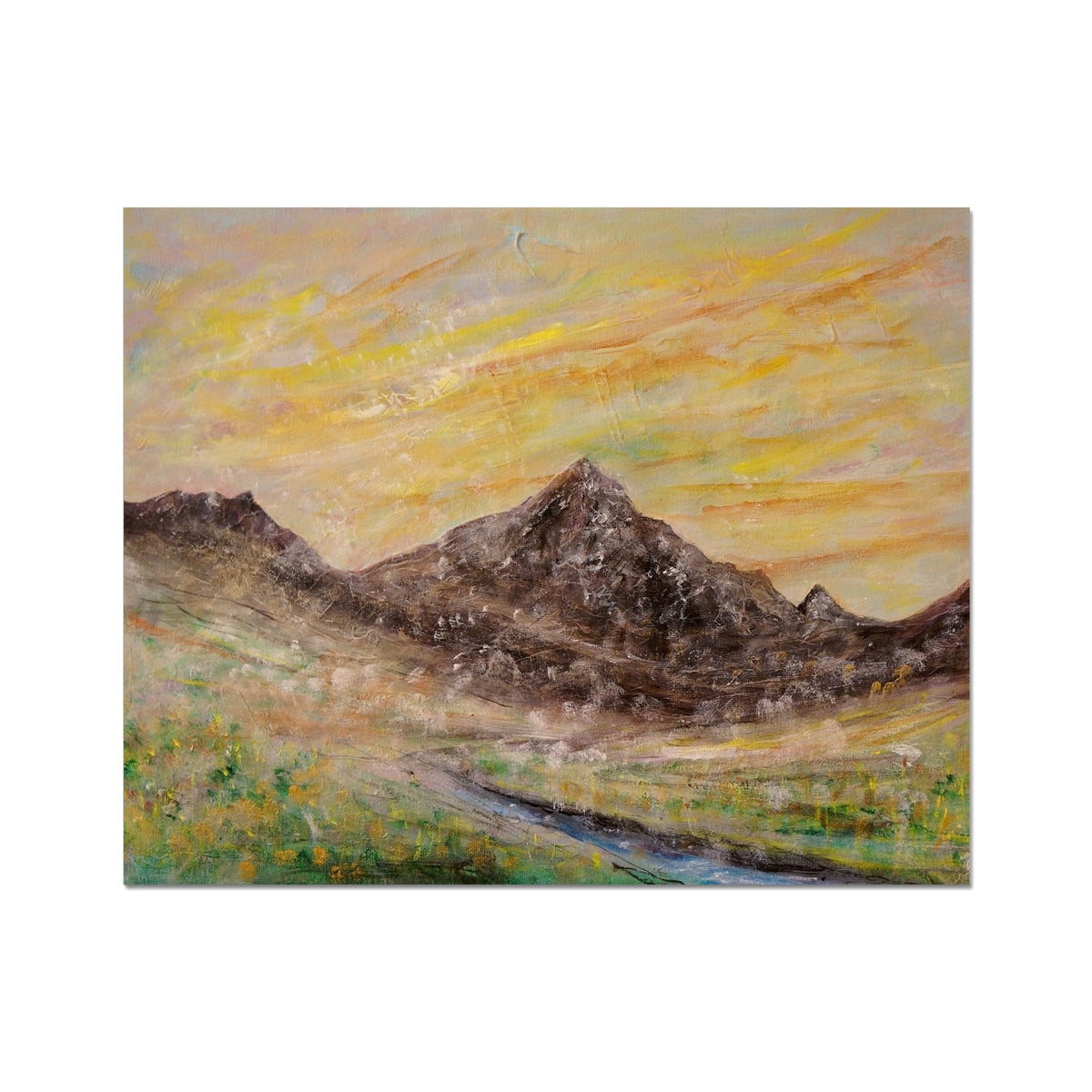 Impressionistic Glen Rosa Mist Artist Proof Collector Print of mountain landscape with winding stream