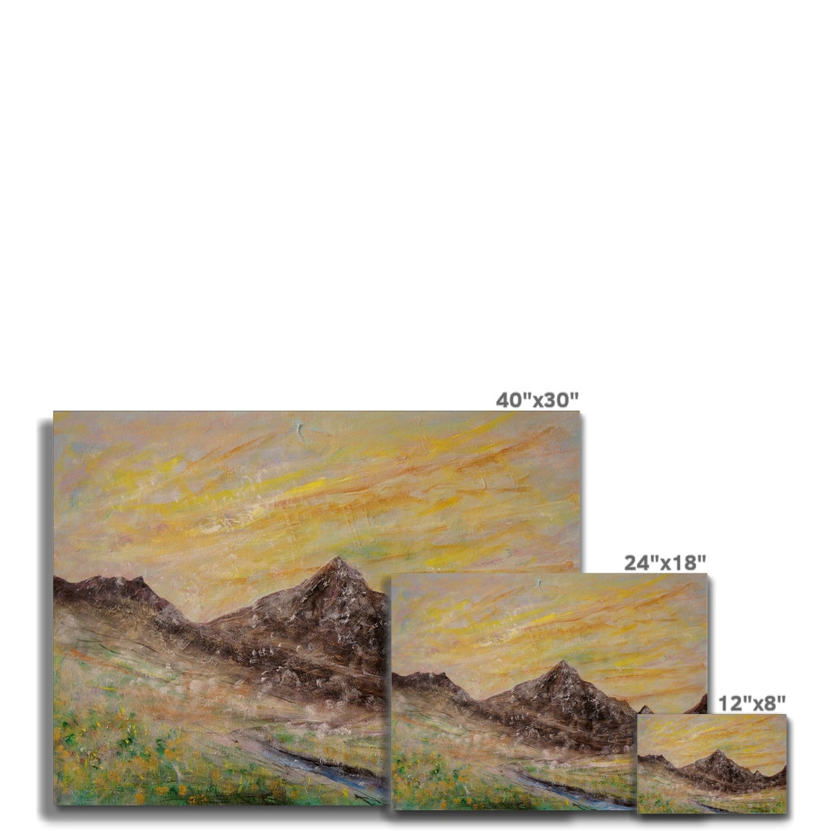 Set of three Glen Rosa Mist Canvas mountain landscape prints in varying sizes