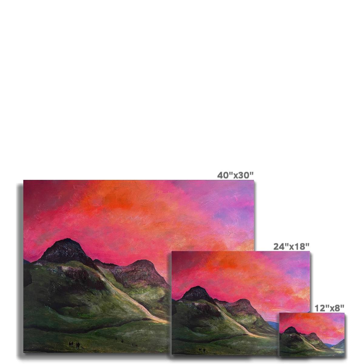 Glencoe Dusk Painting | Canvas From Scotland-Contemporary Stretched Canvas Prints-Glencoe Art Gallery-Paintings, Prints, Homeware, Art Gifts From Scotland By Scottish Artist Kevin Hunter