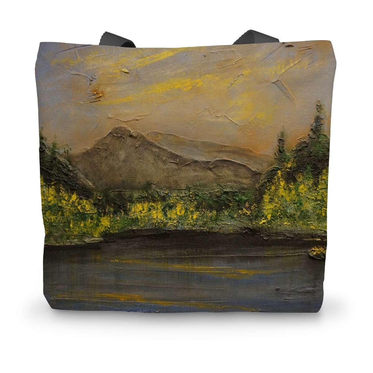 Glencoe Lochan Dusk Art Gifts Canvas Tote Bag-Bags-Scottish Lochs & Mountains Art Gallery-14"x18.5"-Paintings, Prints, Homeware, Art Gifts From Scotland By Scottish Artist Kevin Hunter