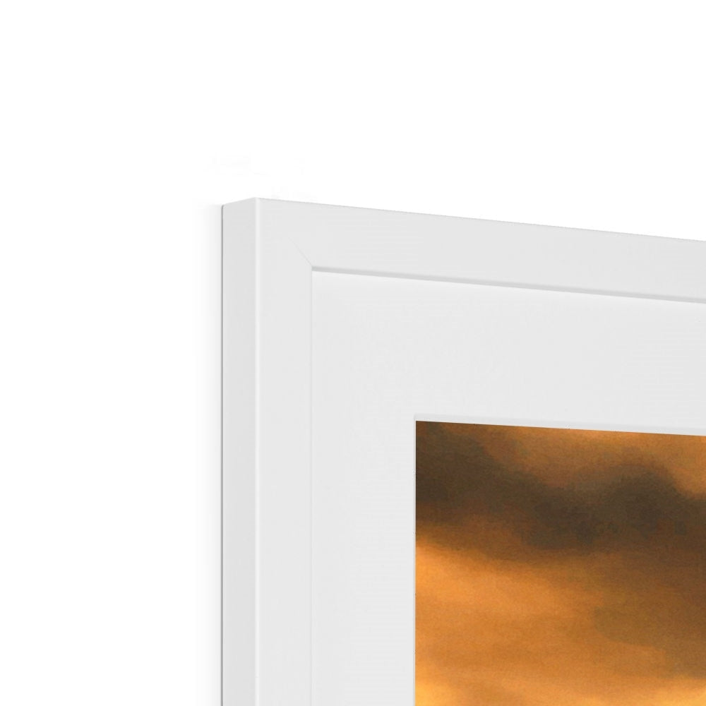 Modern white rectangular frame with matte finish for Glencoe Lochan Dusk print