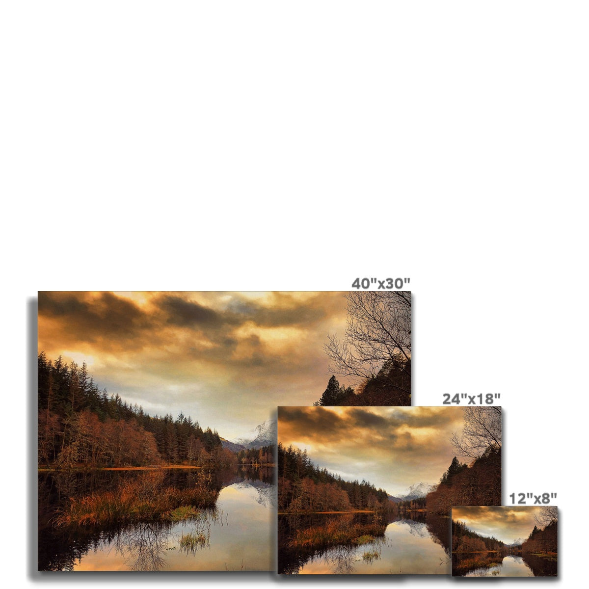 40x30 inch Glencoe Lochan Dusk serene forest canvas print