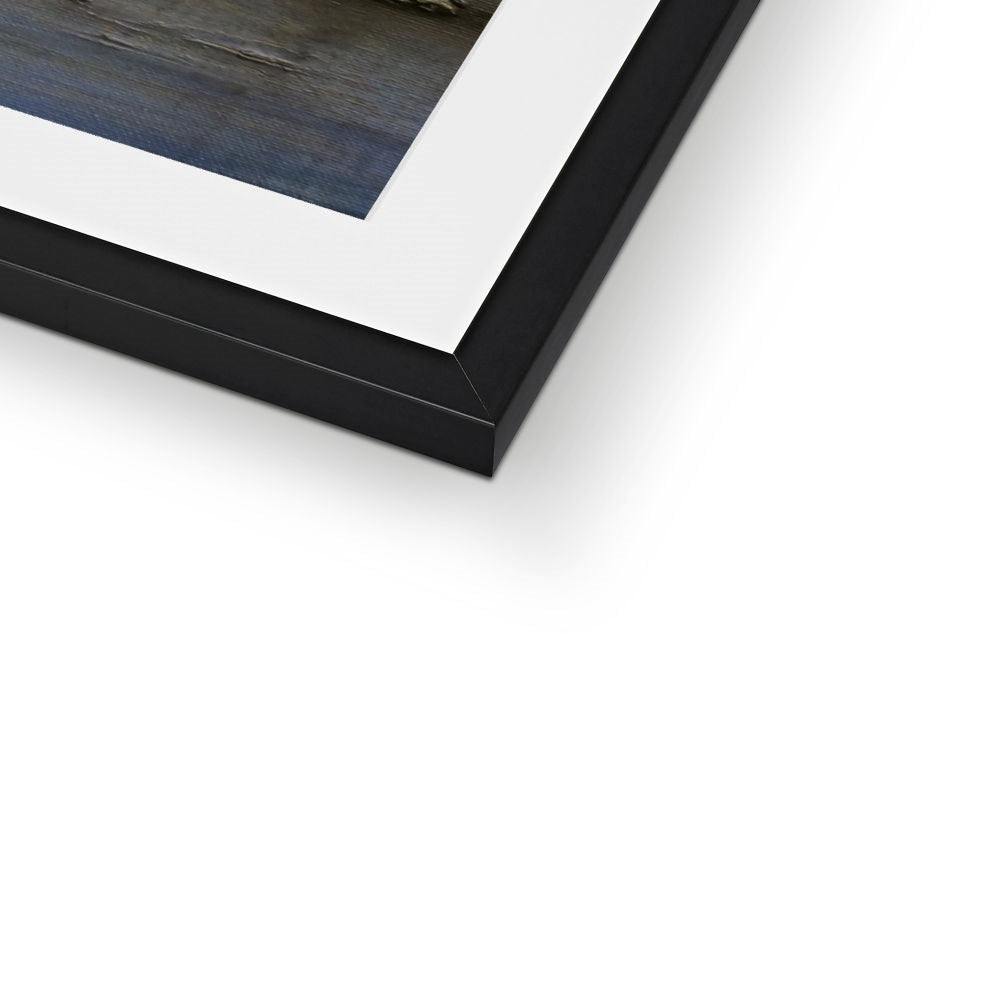 Black matte frame with white mat and abstract Glencoe Lochan artwork