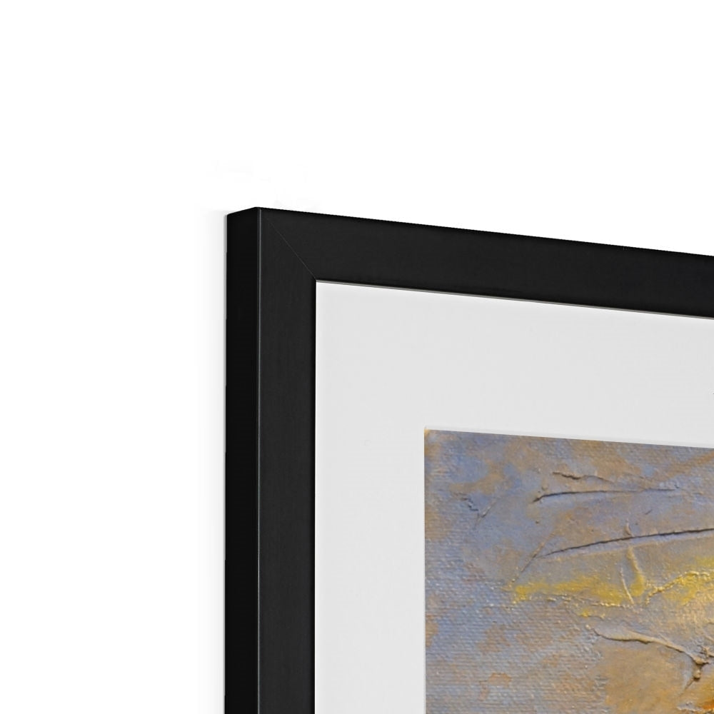 Black framed abstract Glencoe Lochan art print with metallic accents