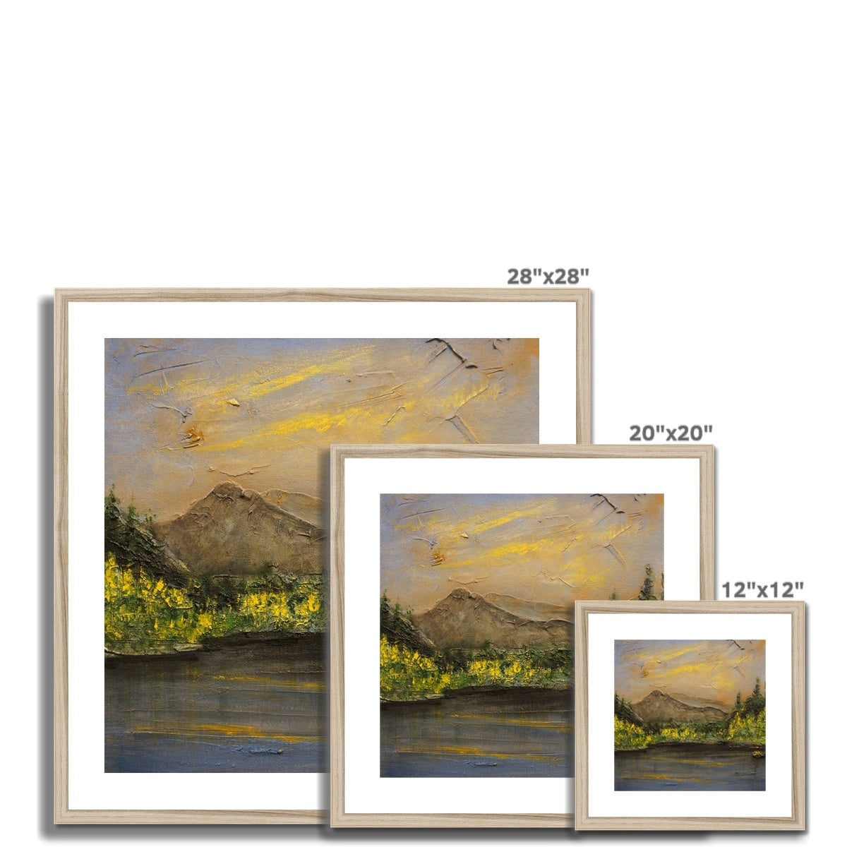 28x28 Framed The Glencoe Lochan Landscape Painting with Mountains and Birds