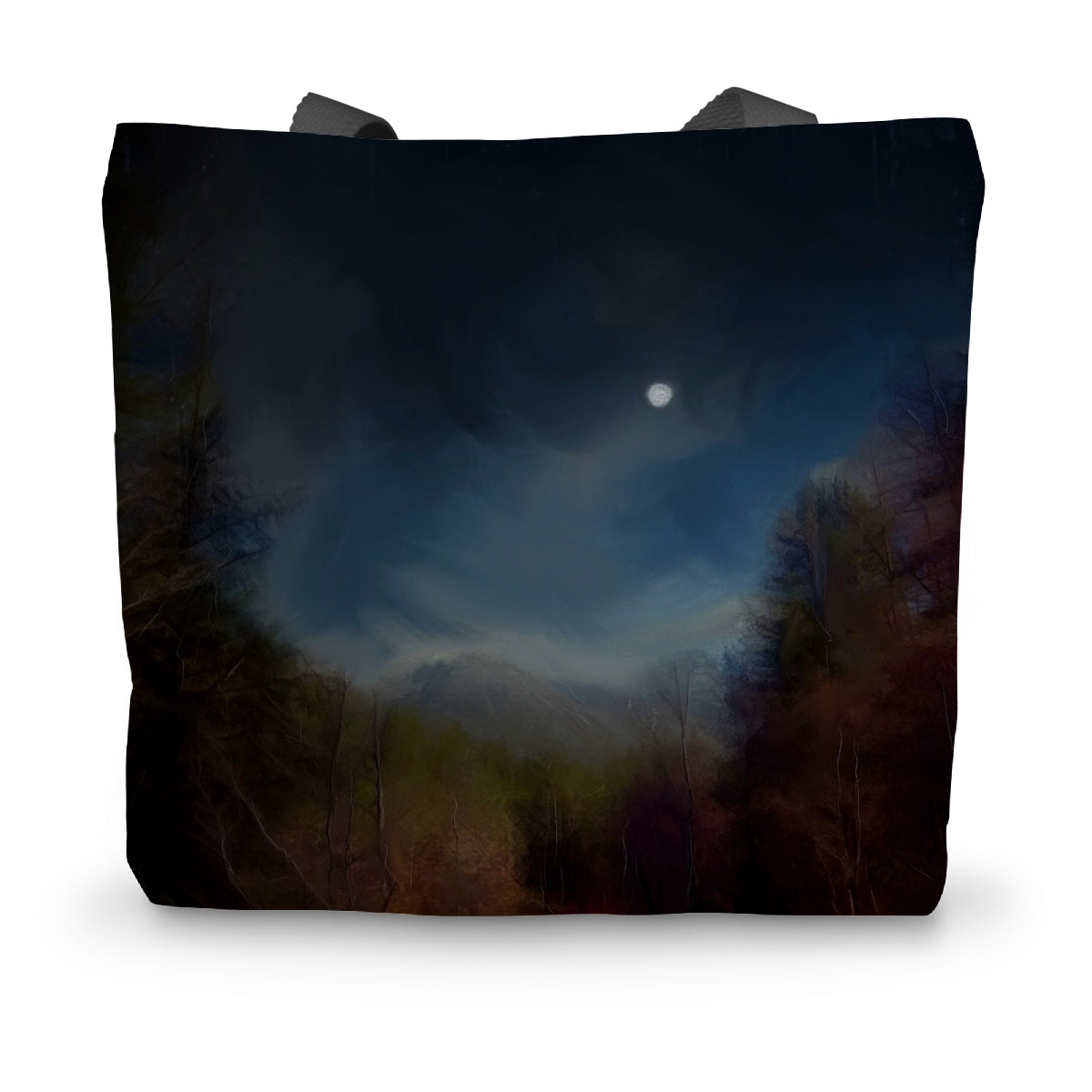 Glencoe Lochan Moonlight Art Gifts Canvas Tote Bag-Bags-Scottish Lochs & Mountains Art Gallery-14"x18.5"-Paintings, Prints, Homeware, Art Gifts From Scotland By Scottish Artist Kevin Hunter