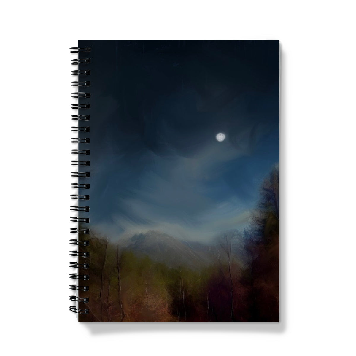 Glencoe Lochan Moonlight Art Gifts Notebook-Journals & Notebooks-Scottish Lochs & Mountains Art Gallery-A5-Lined-Paintings, Prints, Homeware, Art Gifts From Scotland By Scottish Artist Kevin Hunter