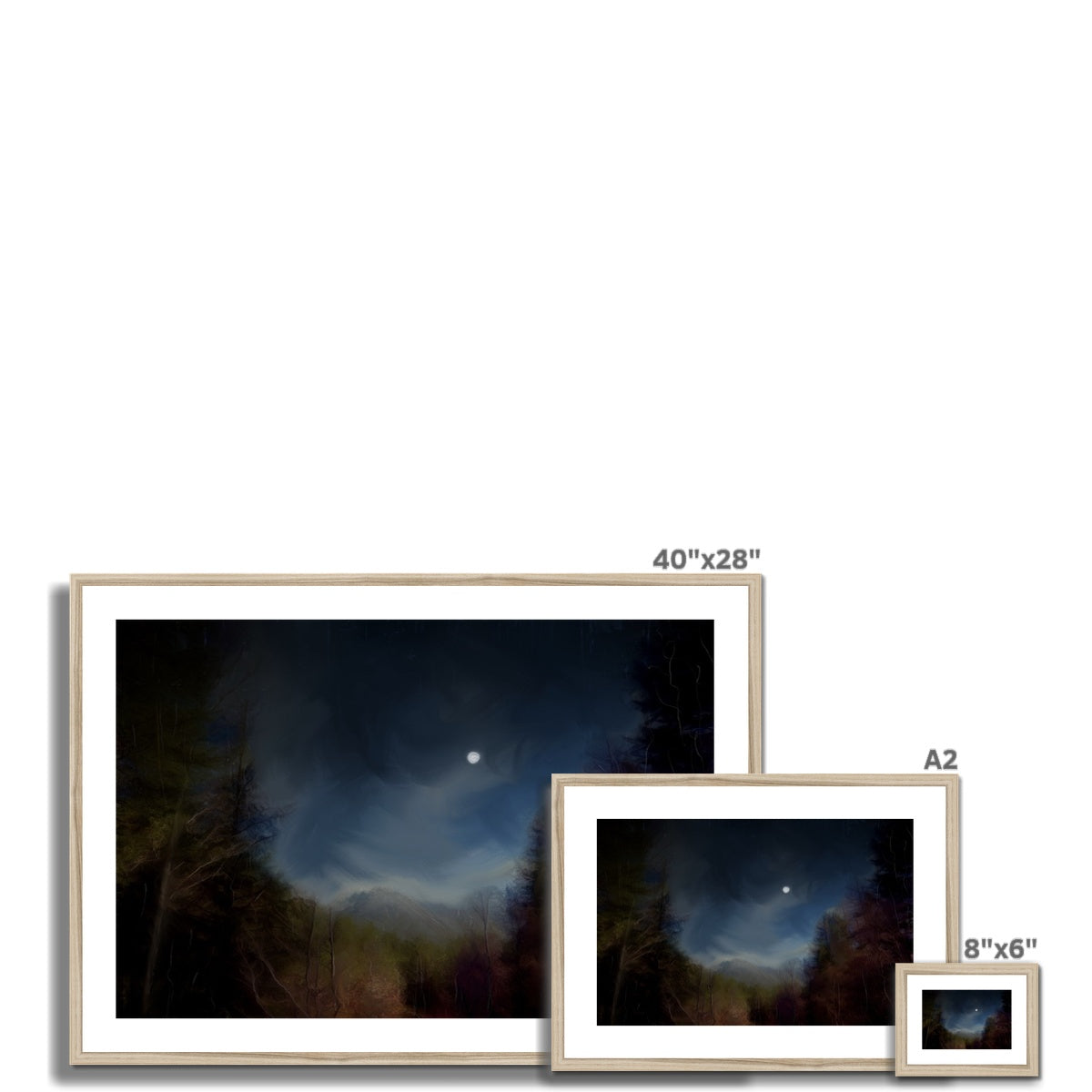 Glencoe Lochan Moonlight Painting | Framed & Mounted Prints From Scotland