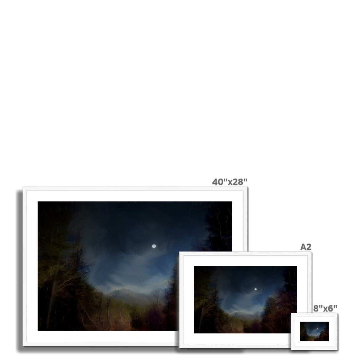 Glencoe Lochan Moonlight Painting | Framed &amp; Mounted Prints From Scotland