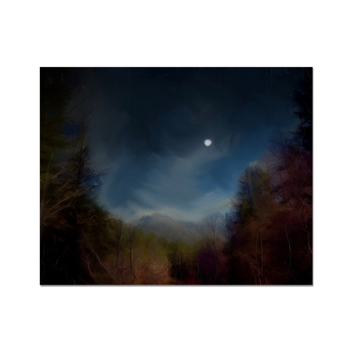 Glencoe Lochan Moonlight Painting | Artist Proof Collector Prints From Scotland-Artist Proof Collector Prints-Scottish Lochs & Mountains Art Gallery-20"x16"-Paintings, Prints, Homeware, Art Gifts From Scotland By Scottish Artist Kevin Hunter