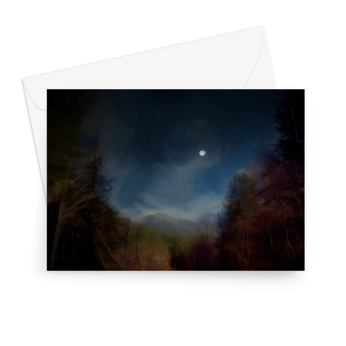 Glencoe Lochan Moonlight Scottish Art Gifts Greeting Card