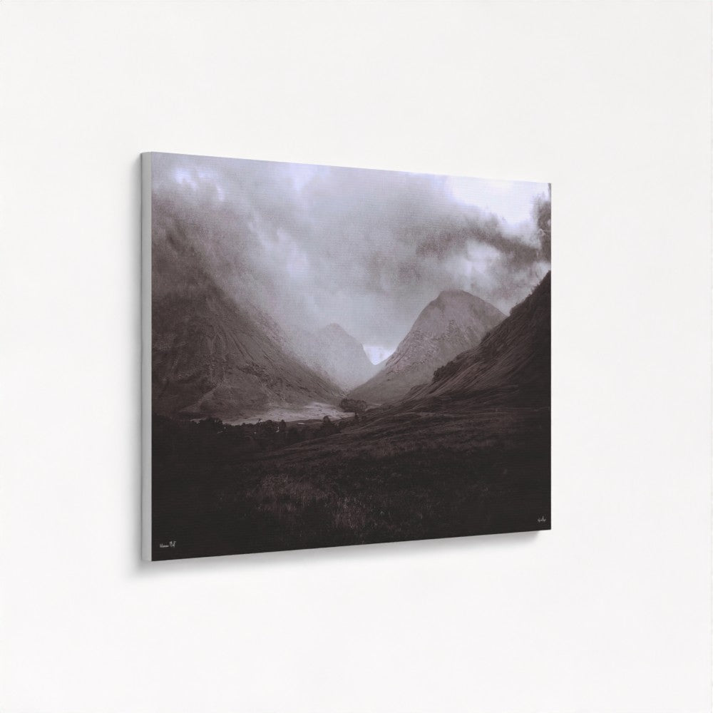 Glencoe Mist 60x40 inch Stretched Contemporary Interior Canvas Art Scotland Statement Wall Art-Glencoe Art Gallery