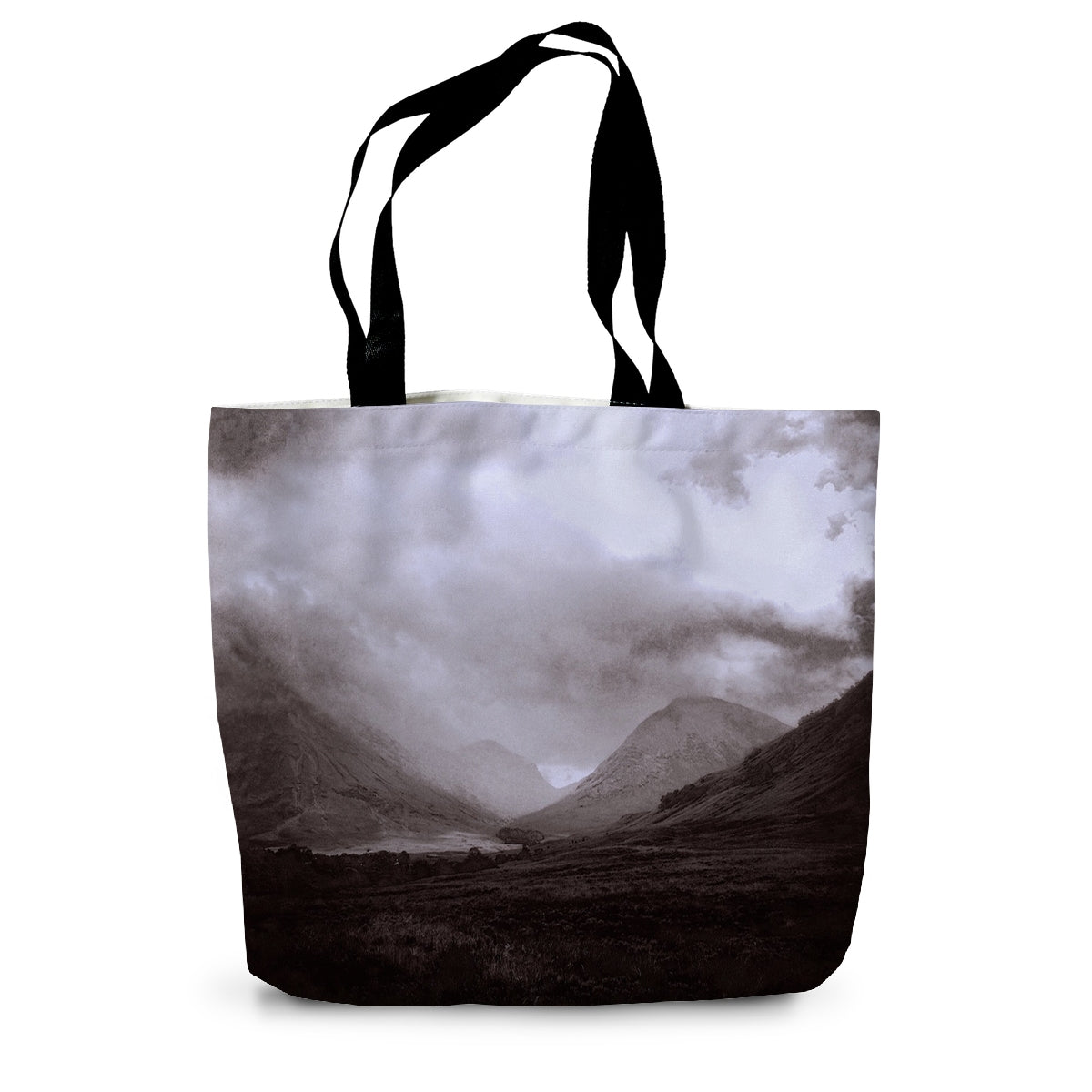 Glencoe Mist Art Gifts Canvas Tote Bag-Bags-Glencoe Art Gallery-14"x18.5"-Paintings, Prints, Homeware, Art Gifts From Scotland By Scottish Artist Kevin Hunter