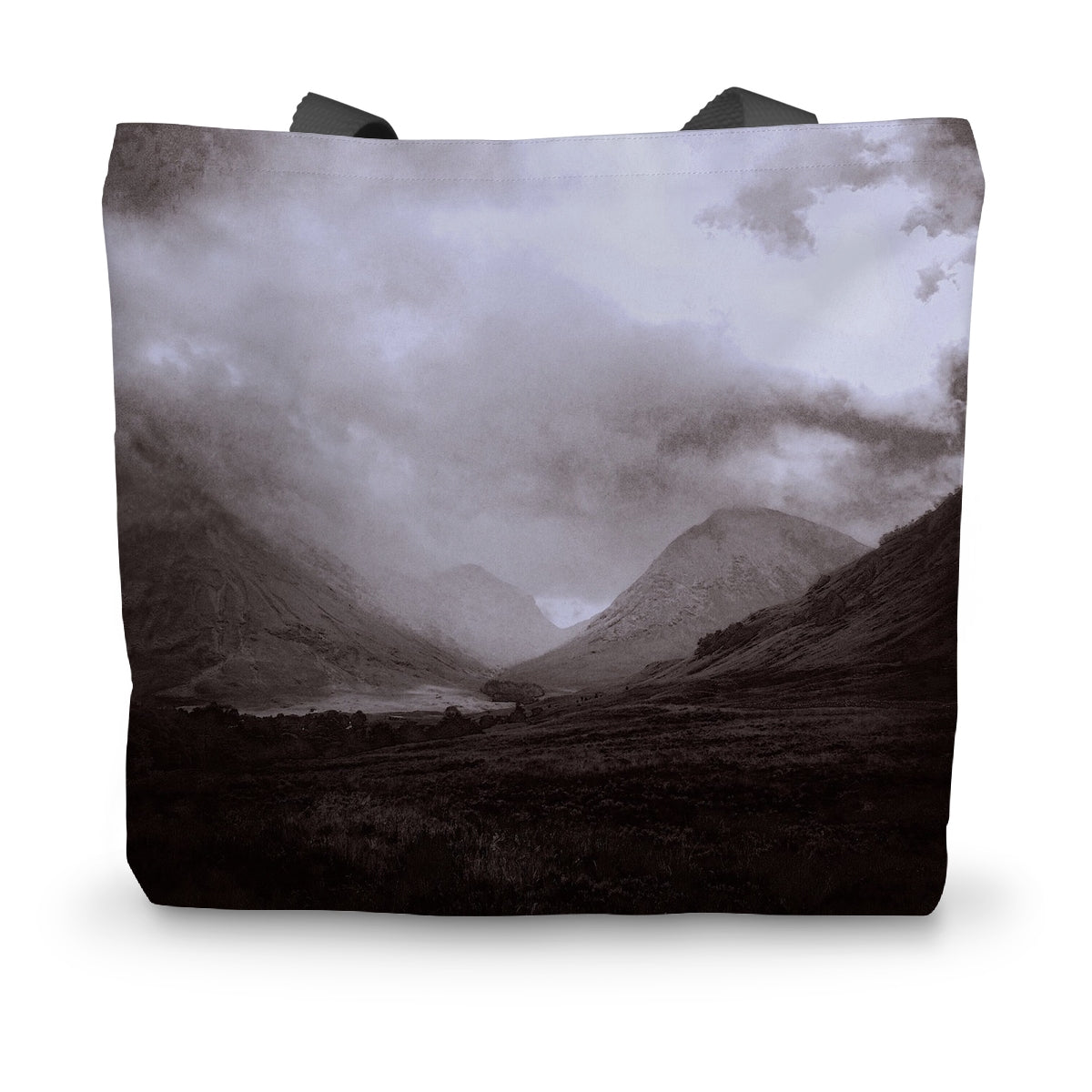 Glencoe Mist Art Gifts Canvas Tote Bag-Bags-Glencoe Art Gallery-14"x18.5"-Paintings, Prints, Homeware, Art Gifts From Scotland By Scottish Artist Kevin Hunter