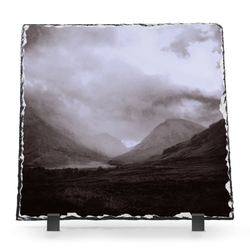 Glencoe Mist Slate Art-Slate Art-Glencoe Art Gallery-Paintings, Prints, Homeware, Art Gifts From Scotland By Scottish Artist Kevin Hunter