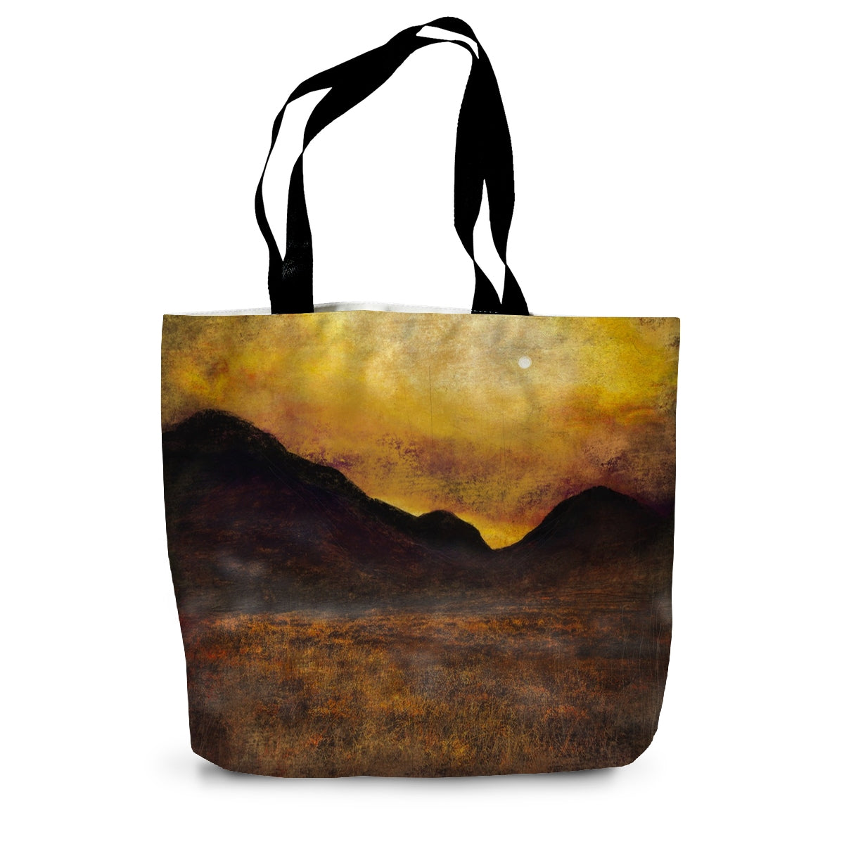 Glencoe Moonlight Art Gifts Canvas Tote Bag-Bags-Glencoe Art Gallery-14"x18.5"-Paintings, Prints, Homeware, Art Gifts From Scotland By Scottish Artist Kevin Hunter