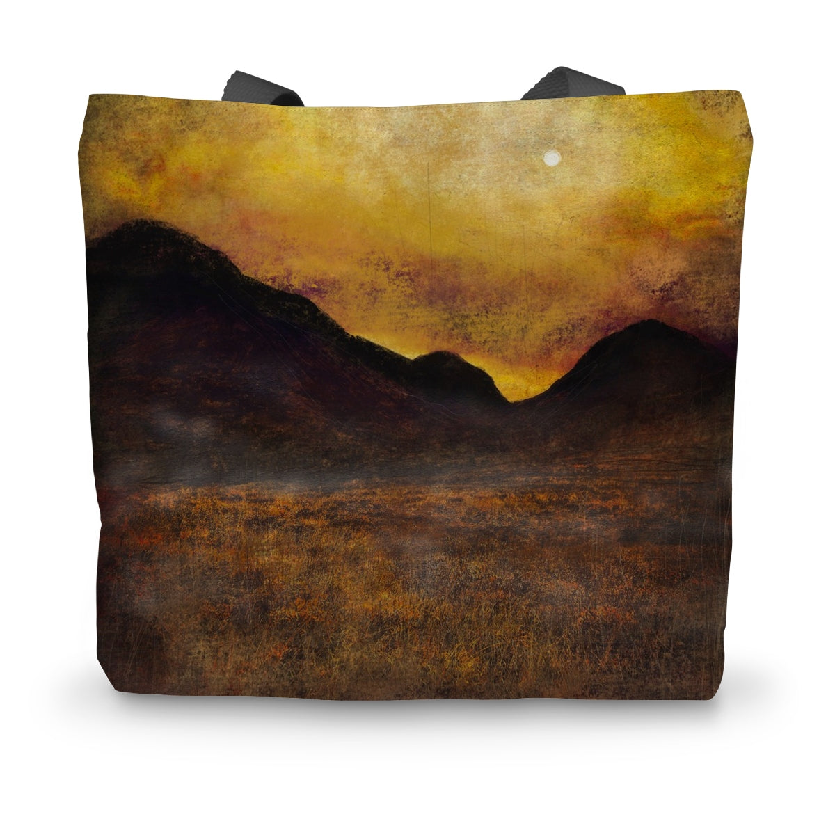 Glencoe Moonlight Art Gifts Canvas Tote Bag-Bags-Glencoe Art Gallery-14"x18.5"-Paintings, Prints, Homeware, Art Gifts From Scotland By Scottish Artist Kevin Hunter
