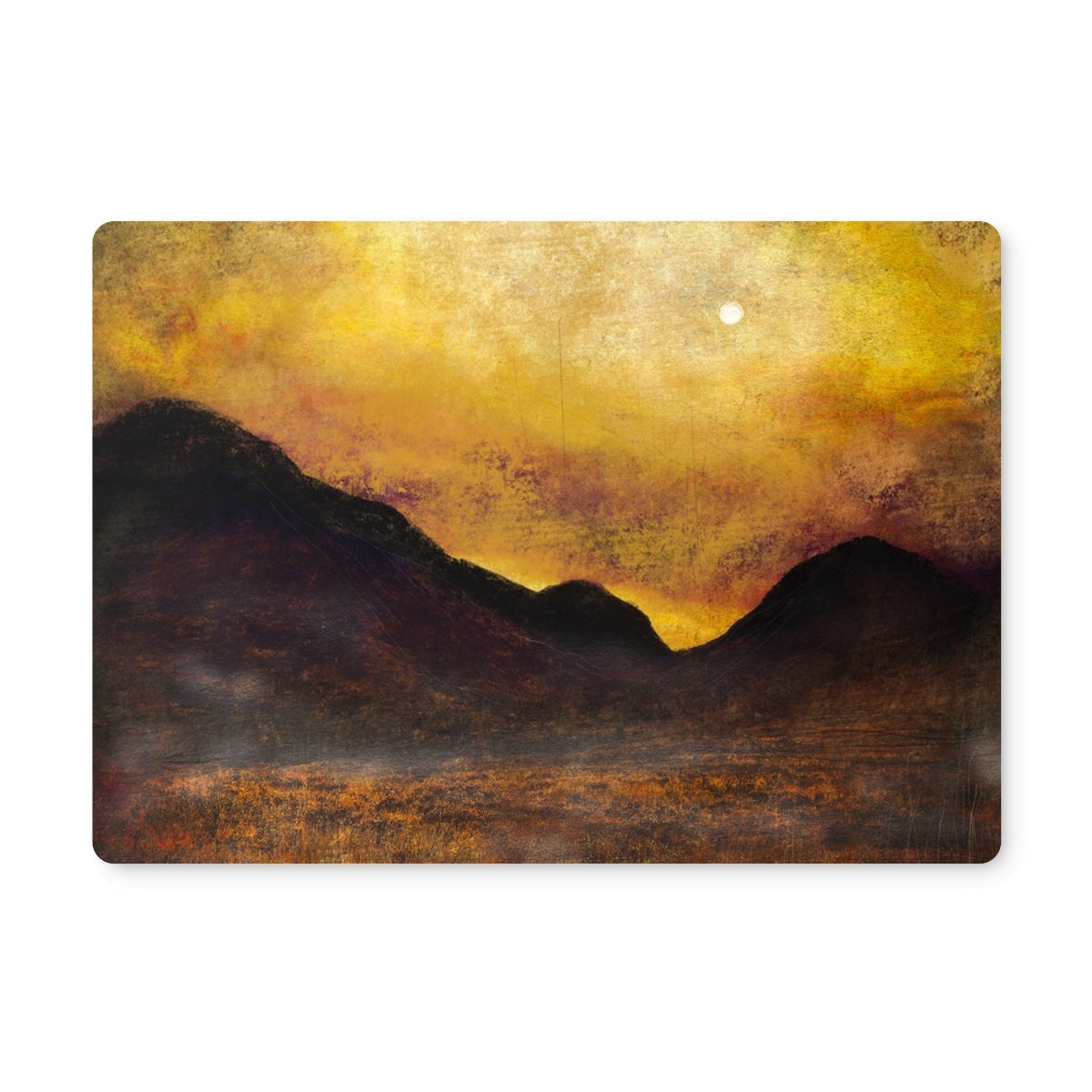 Glencoe Moonlight Art Gifts Placemat-Placemats-Glencoe Art Gallery-2 Placemats-Paintings, Prints, Homeware, Art Gifts From Scotland By Scottish Artist Kevin Hunter