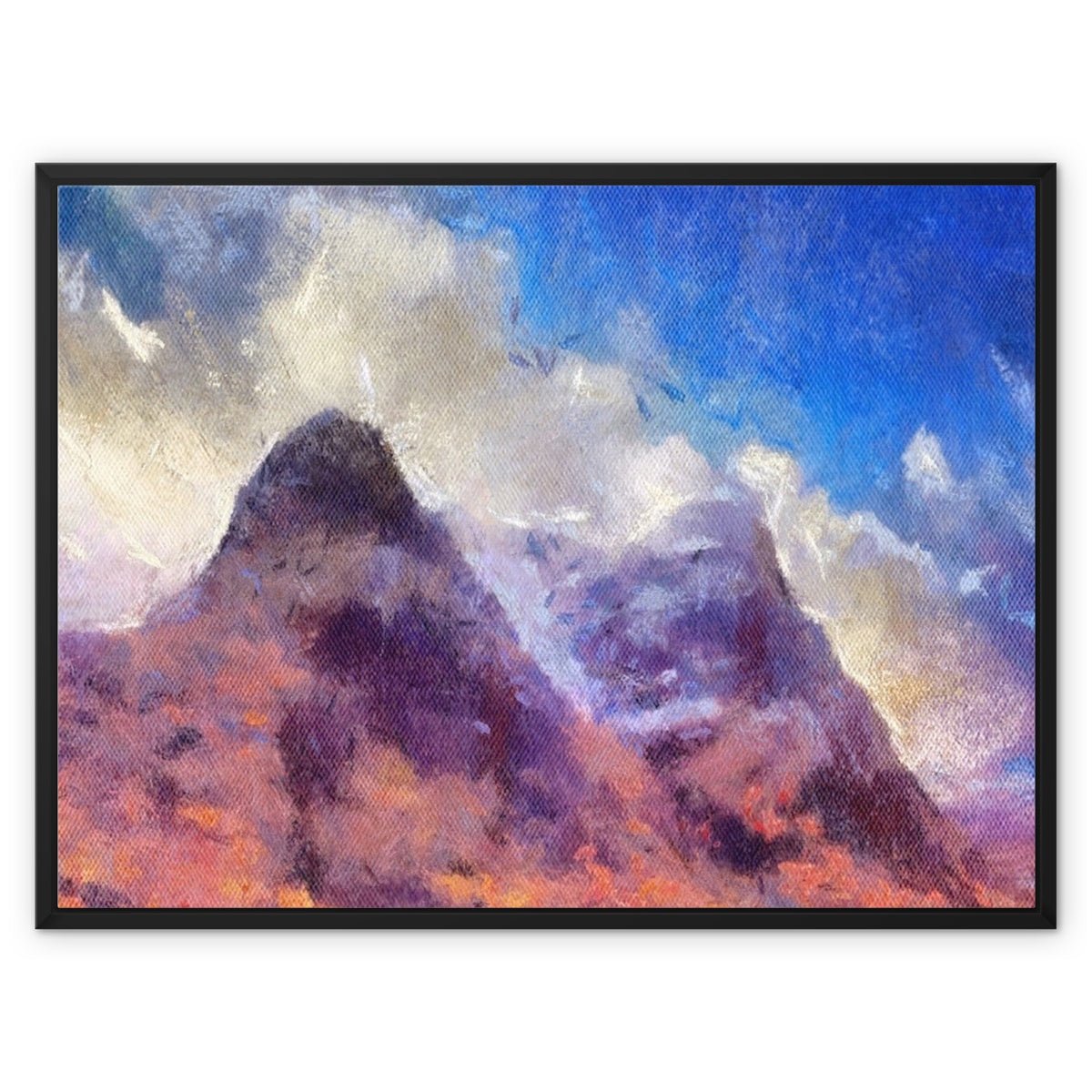 Glencoe Painting | Framed Canvas From Scotland-Floating Framed Canvas Prints-Glencoe Art Gallery-32"x24"-Black Frame-Paintings, Prints, Homeware, Art Gifts From Scotland By Scottish Artist Kevin Hunter