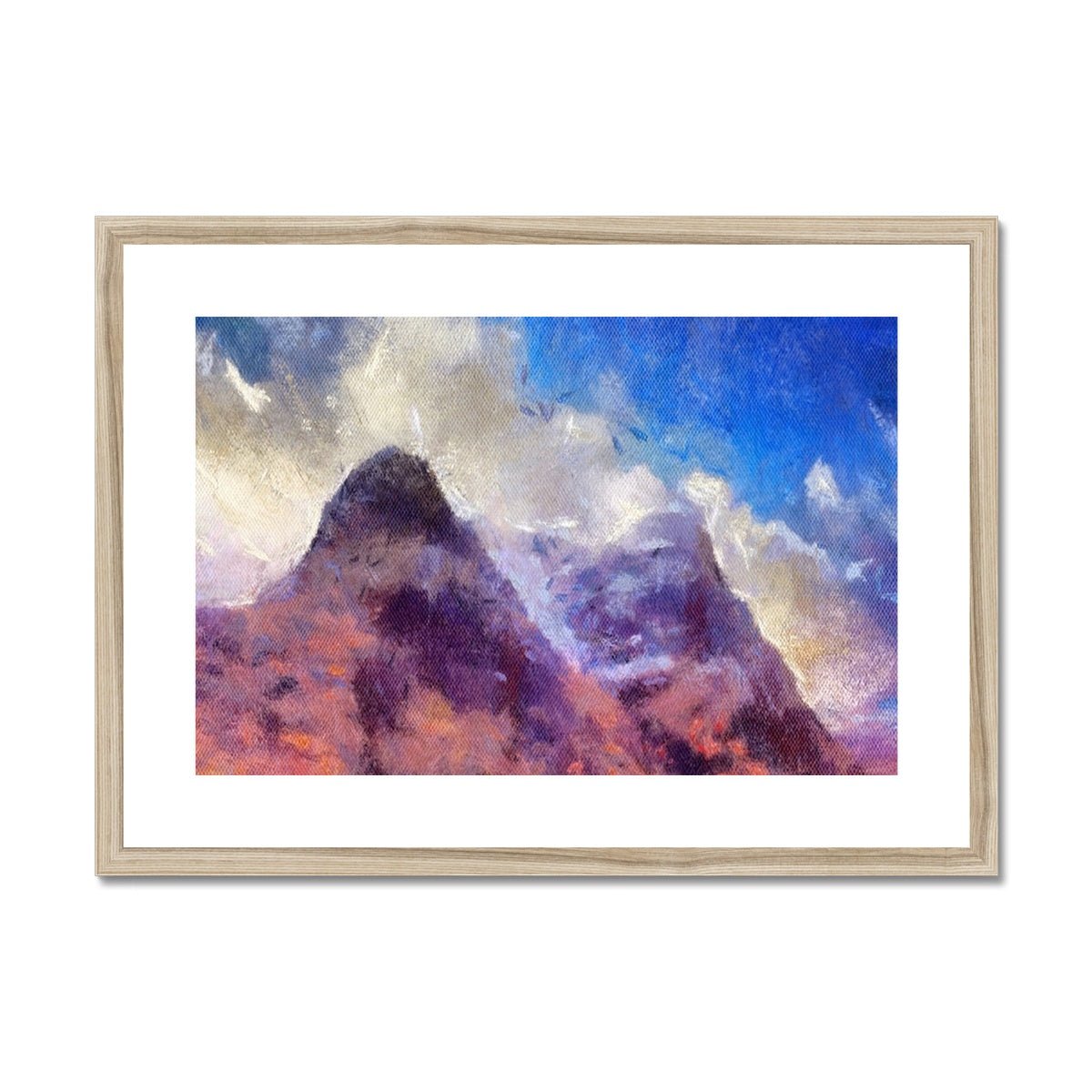 Glencoe Painting | Framed & Mounted Prints From Scotland-Framed & Mounted Prints-Glencoe Art Gallery-A2 Landscape-Natural Frame-Paintings, Prints, Homeware, Art Gifts From Scotland By Scottish Artist Kevin Hunter