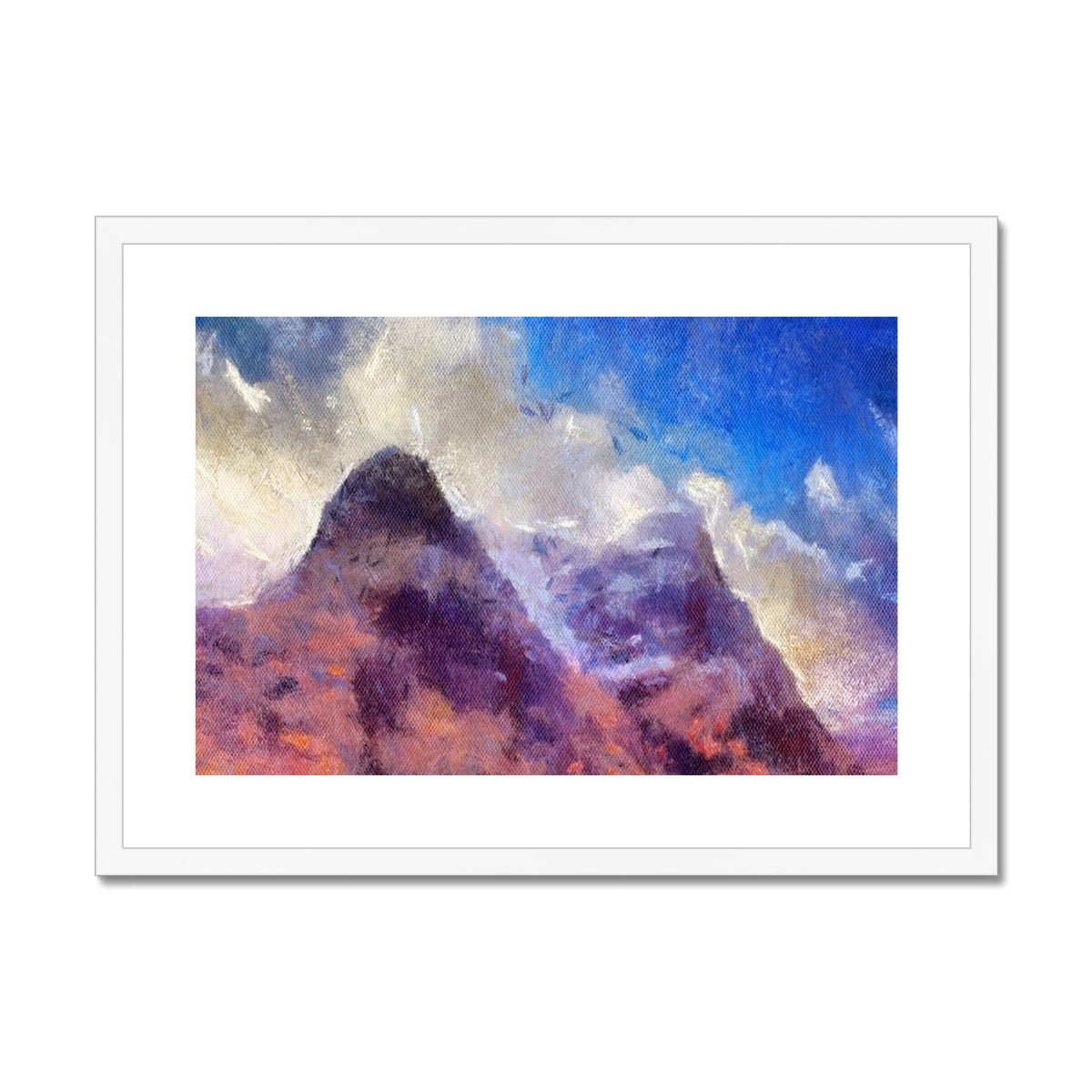 Glencoe Painting | Framed & Mounted Prints From Scotland-Framed & Mounted Prints-Glencoe Art Gallery-A2 Landscape-White Frame-Paintings, Prints, Homeware, Art Gifts From Scotland By Scottish Artist Kevin Hunter