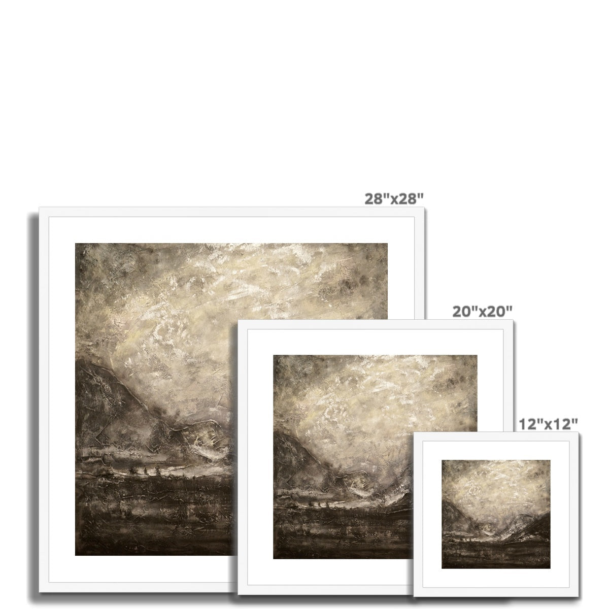 28x28 Framed Glencoe Silver Moonlight Abstract Landscape Print