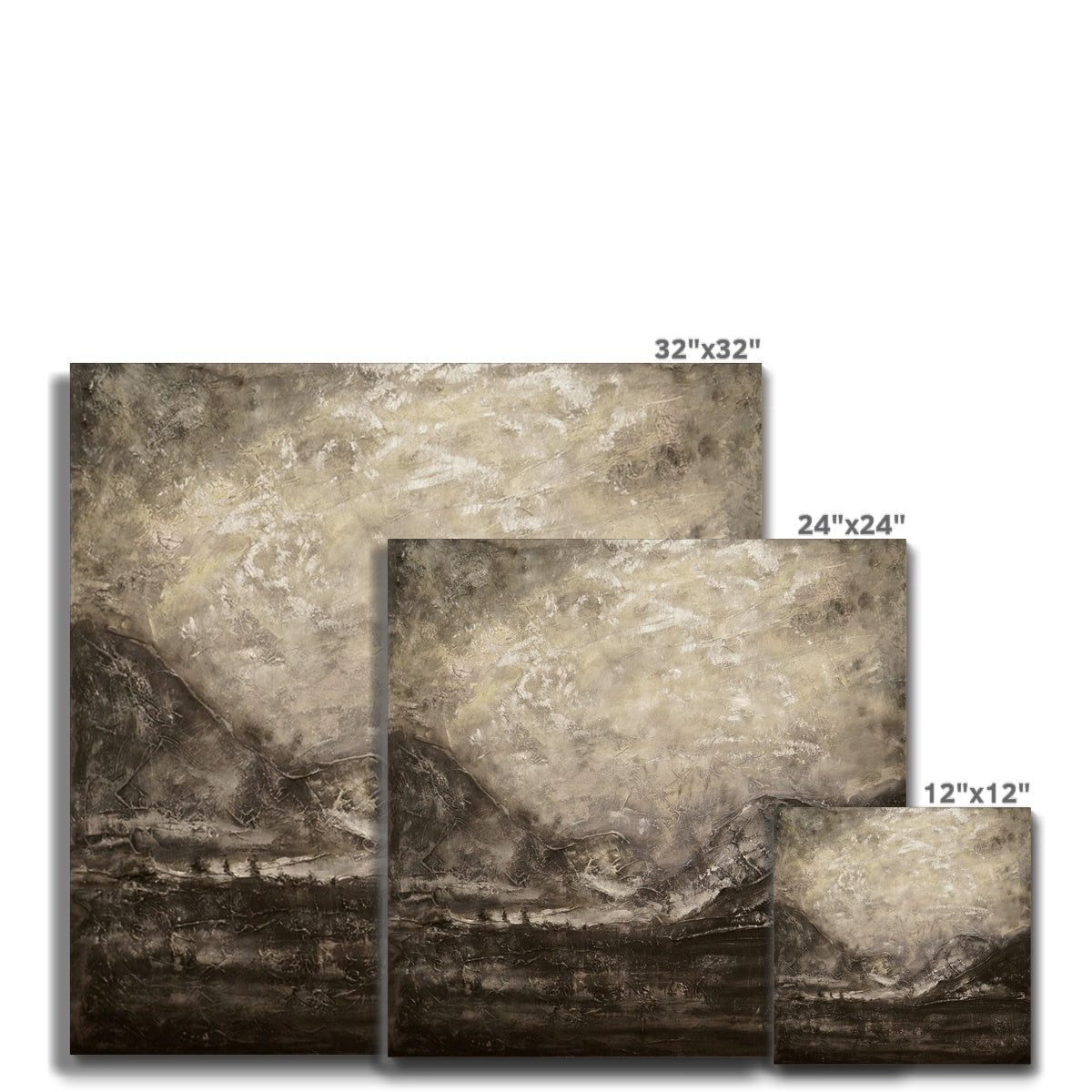 32x32 inch abstract Glencoe Silver Moonlight mountain canvas print