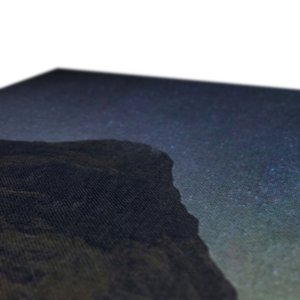 Glencoe Starlight Canvas: dark brown textured stone wall on white background