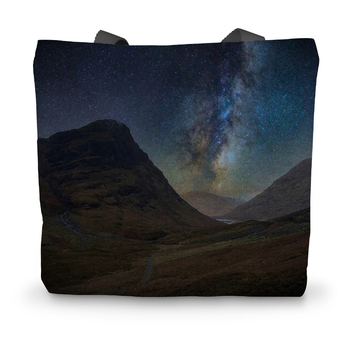 Glencoe Starlight Tote Bag with Milky Way Over Mountains