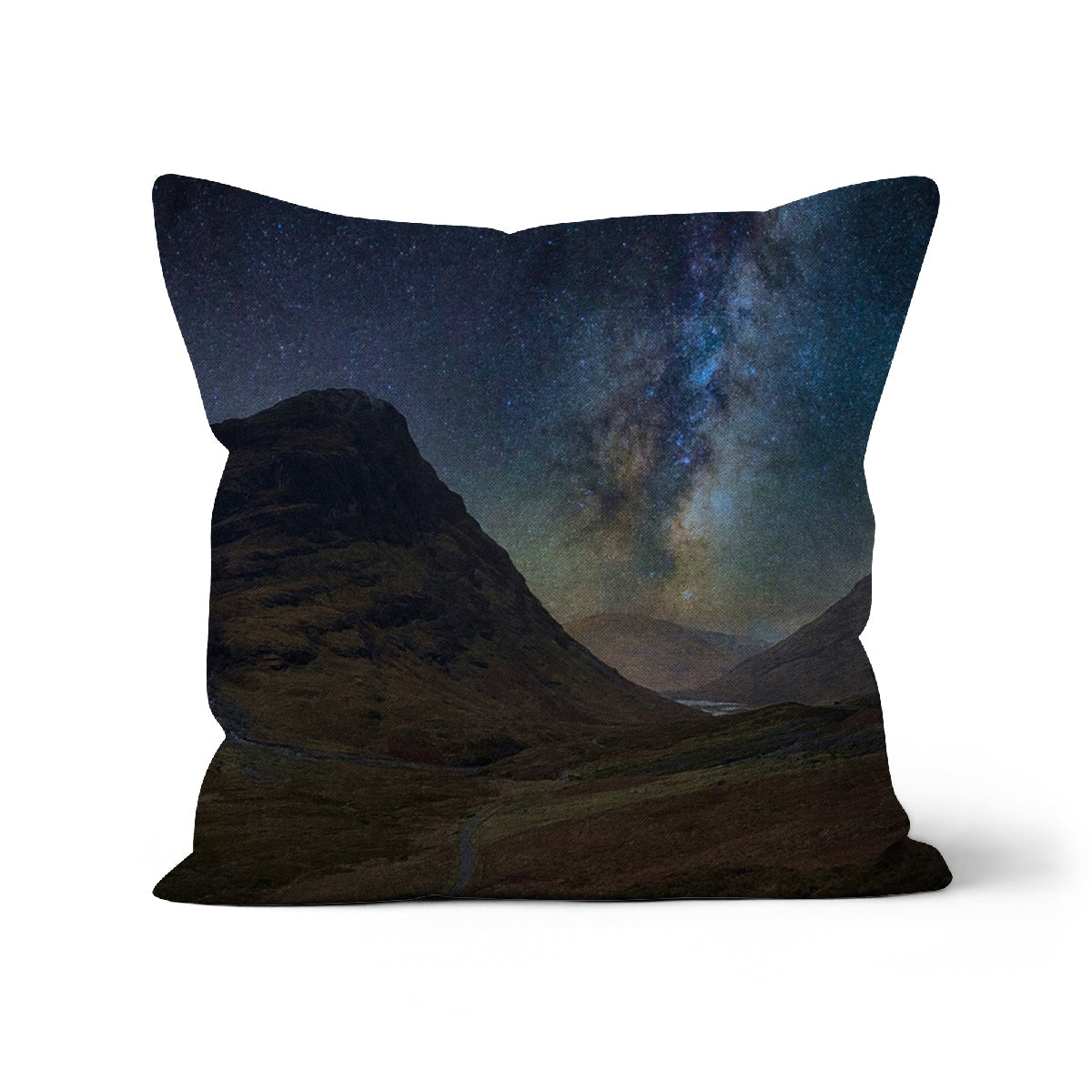 Glencoe Starlight 20x20 inch cushion cover with starry night sky and mountain design in vibrant blues and purples