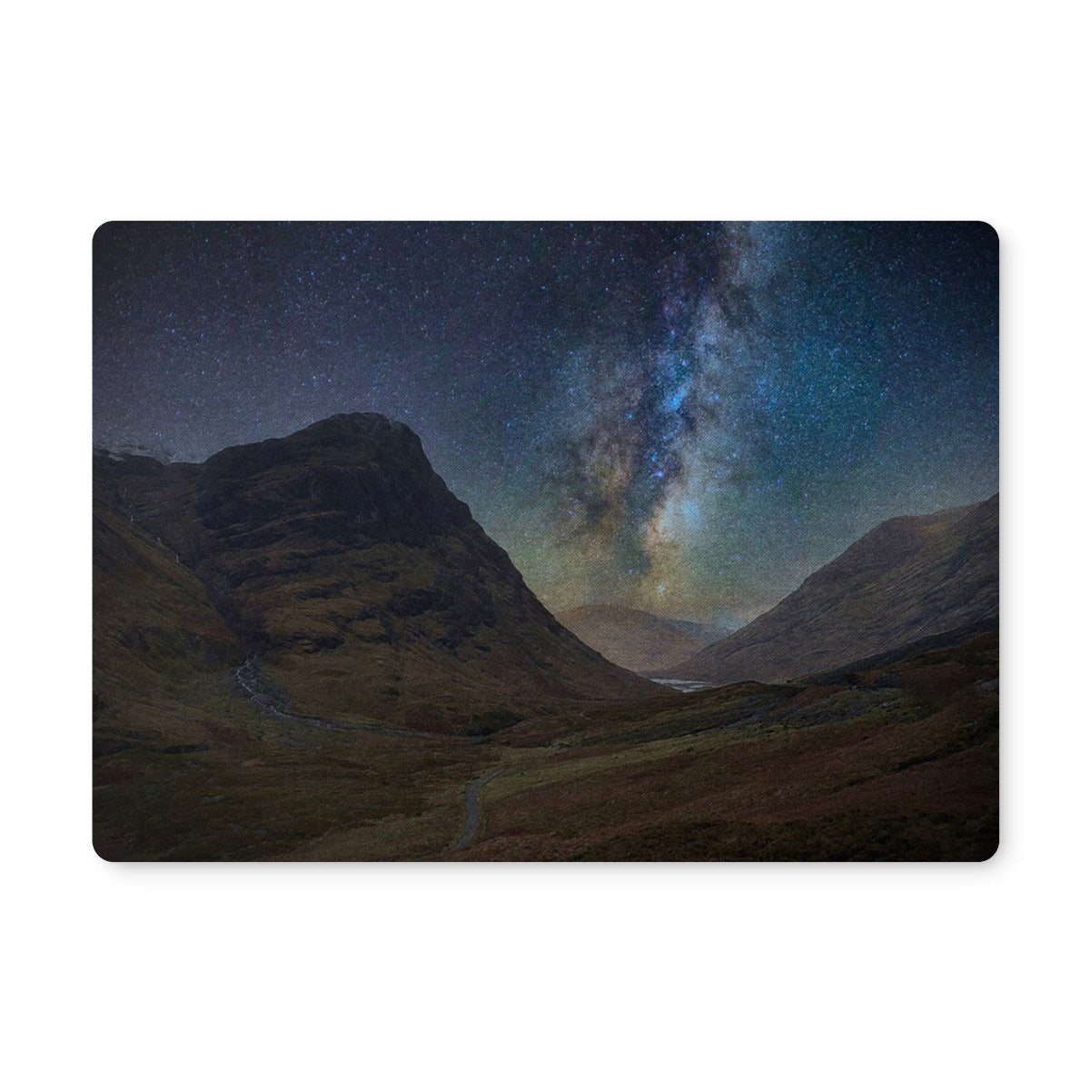 Glencoe Starlight Placemat: Milky Way over rugged mountains