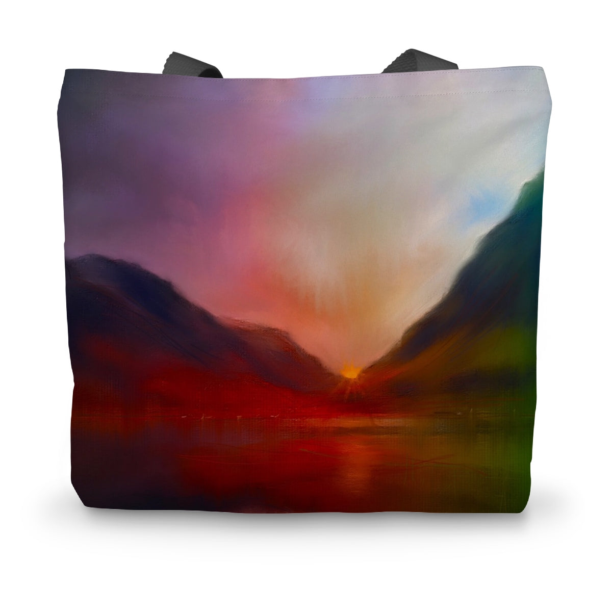 Glencoe Sunset Art Gifts Canvas Tote Bag-Bags-Glencoe Art Gallery-14"x18.5"-Paintings, Prints, Homeware, Art Gifts From Scotland By Scottish Artist Kevin Hunter