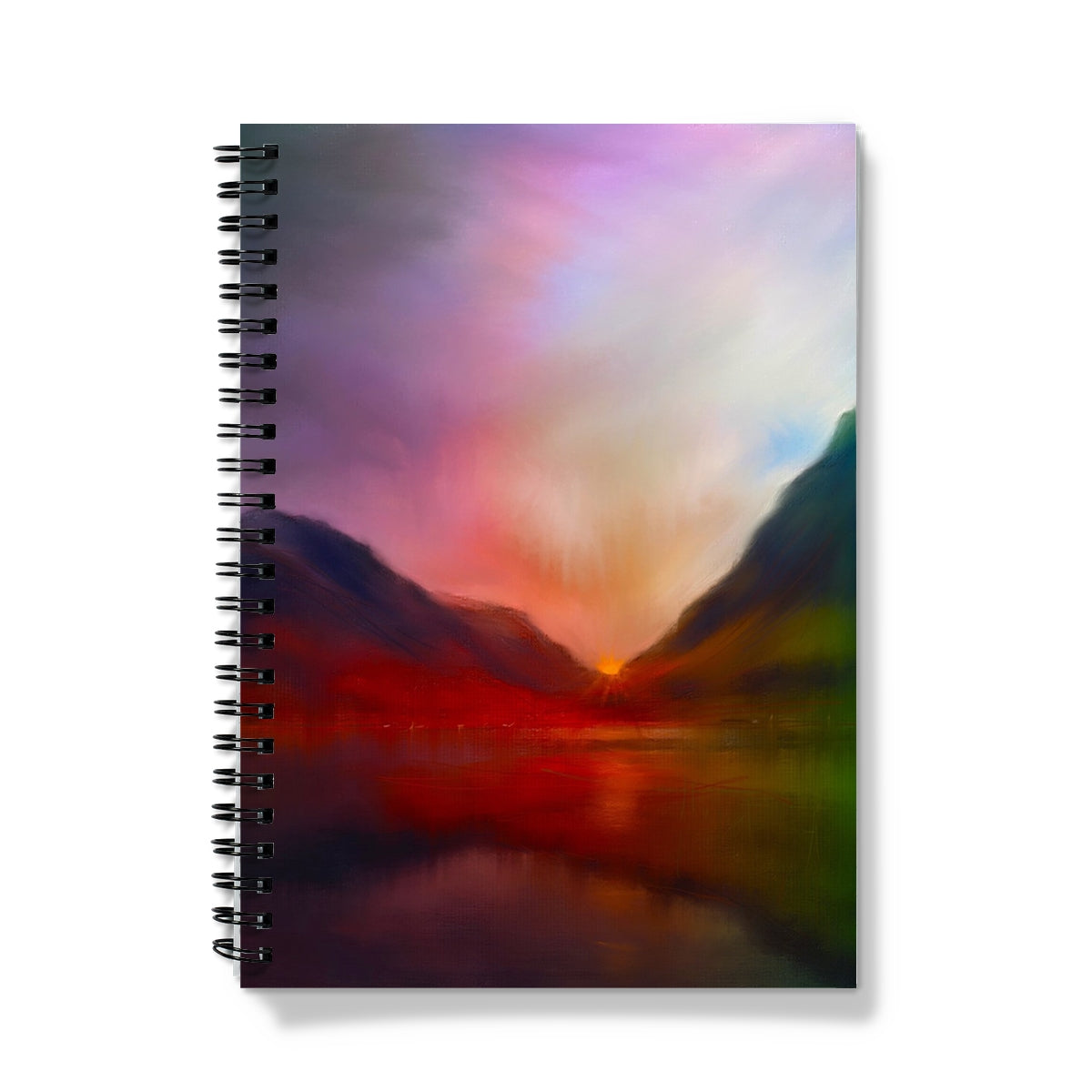 Glencoe Sunset Art Gifts Notebook-Journals & Notebooks-Glencoe Art Gallery-A5-Lined-Paintings, Prints, Homeware, Art Gifts From Scotland By Scottish Artist Kevin Hunter