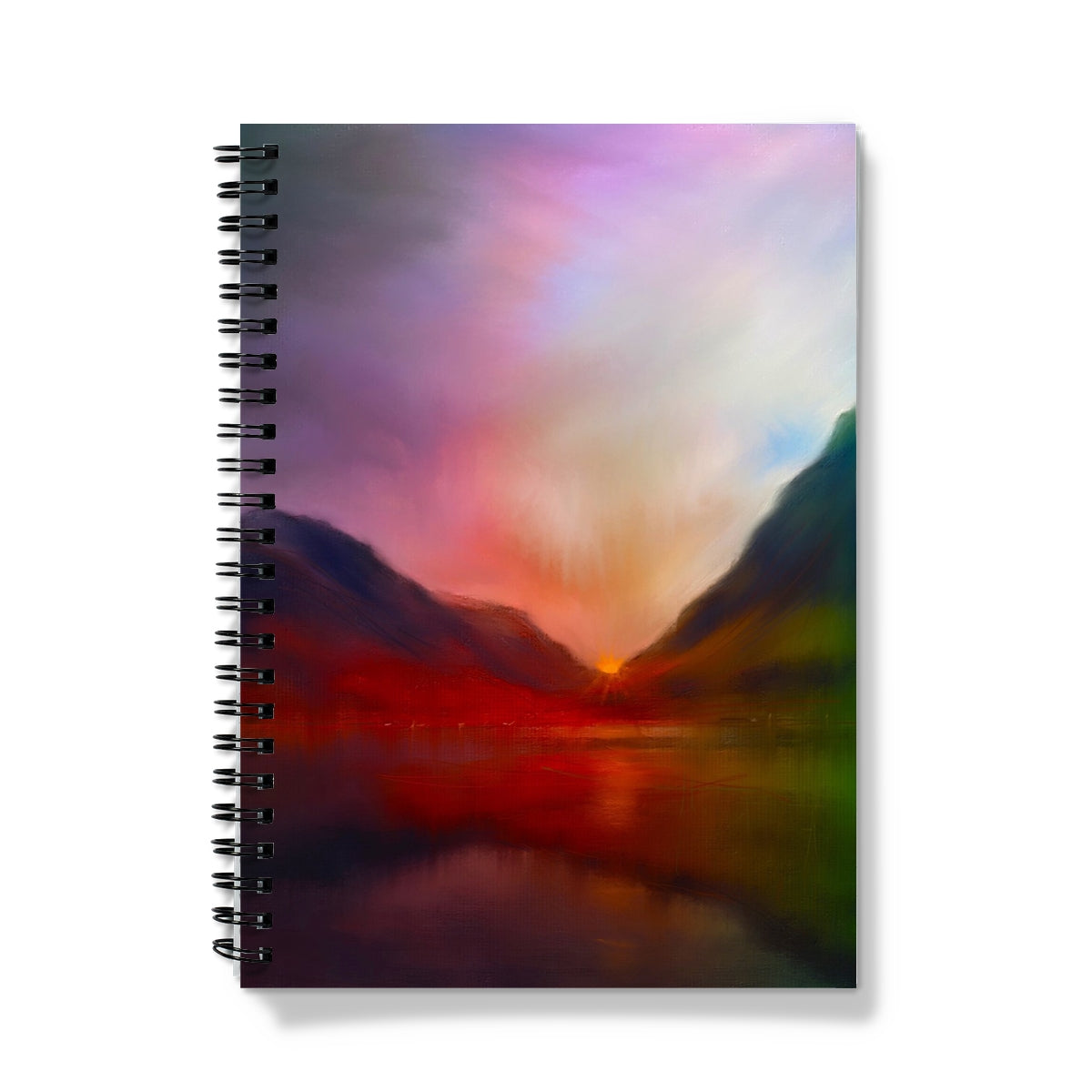 Glencoe Sunset Art Gifts Notebook-Journals & Notebooks-Glencoe Art Gallery-A4-Lined-Paintings, Prints, Homeware, Art Gifts From Scotland By Scottish Artist Kevin Hunter