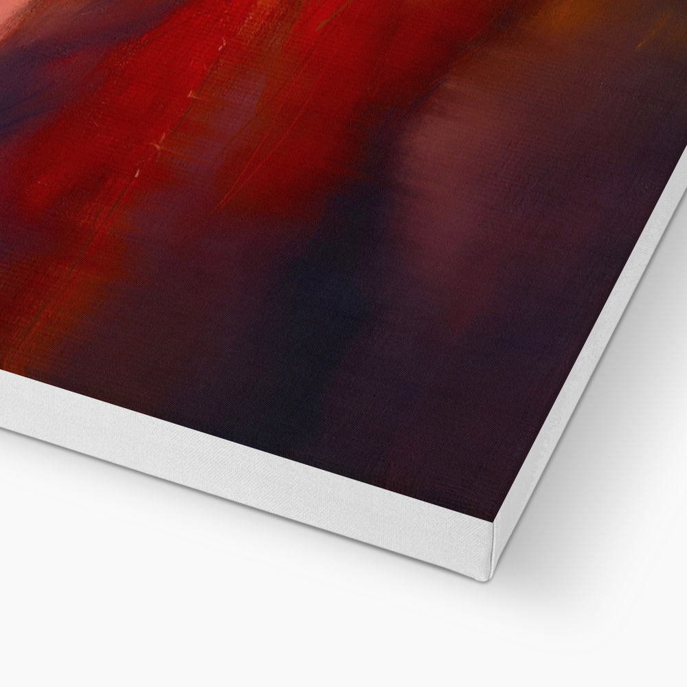 Glencoe Sunset red and orange abstract canvas print in white frame