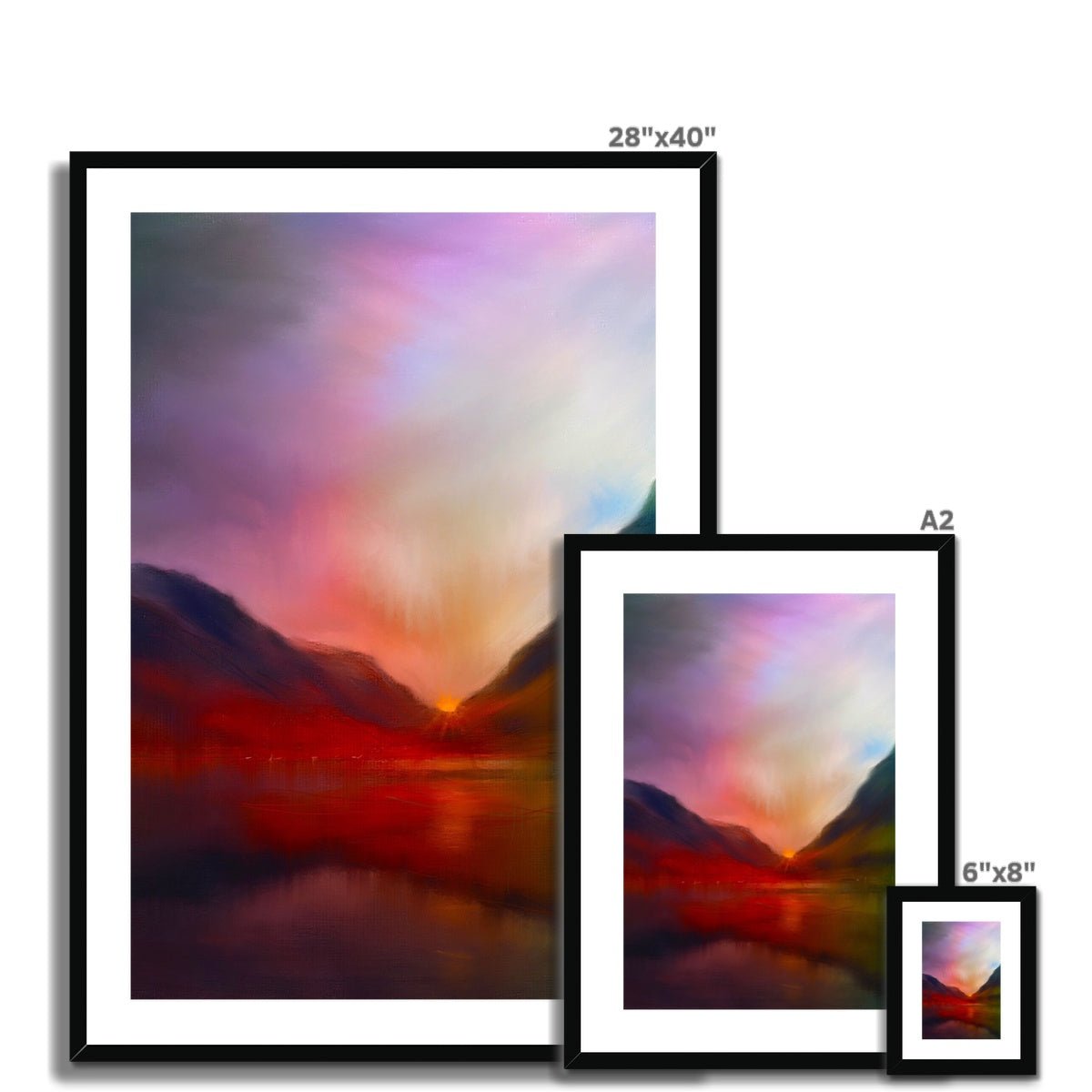 Glencoe Sunset Painting | Framed & Mounted Prints From Scotland