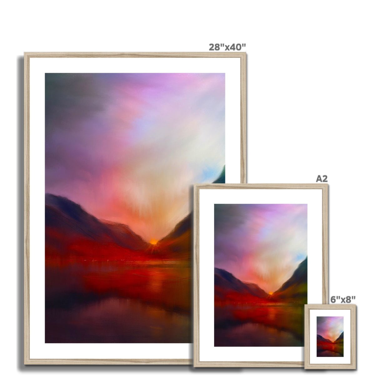 Glencoe Sunset Painting | Framed & Mounted Prints From Scotland