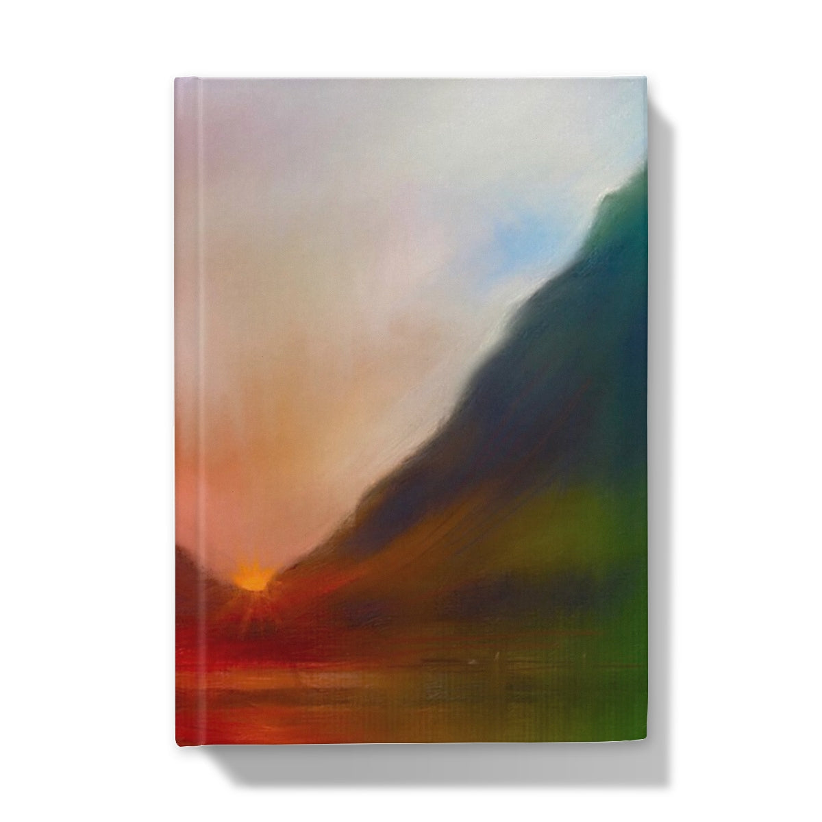 Vibrant canvas sunset landscape painting in Glencoe Sunset journal