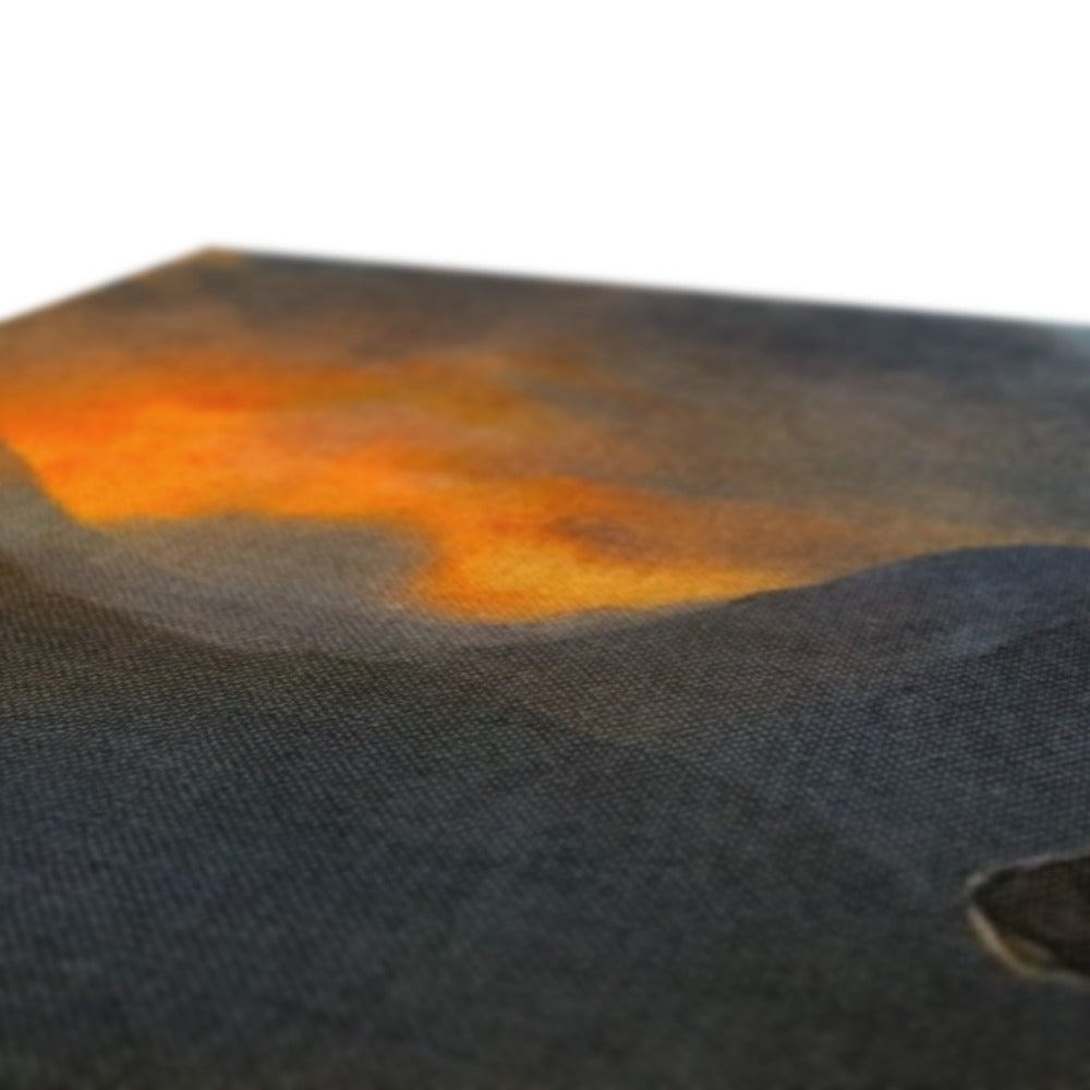 Orange lava lamp with black base on Glencoe Sunset Stag canvas