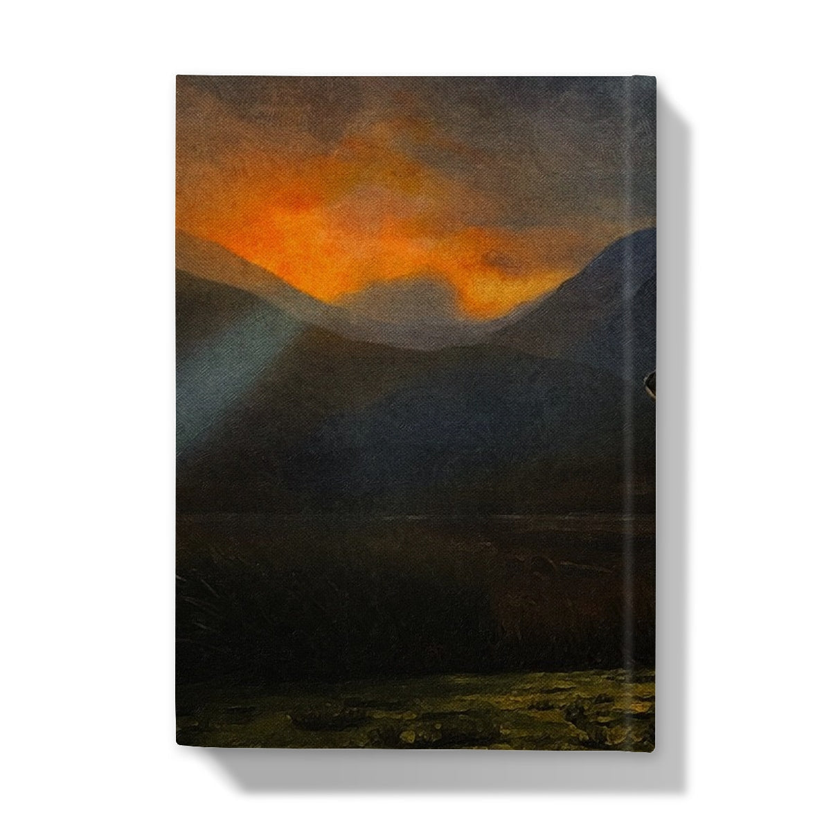 Glencoe Sunset Stag journal with fiery orange mountain sunset