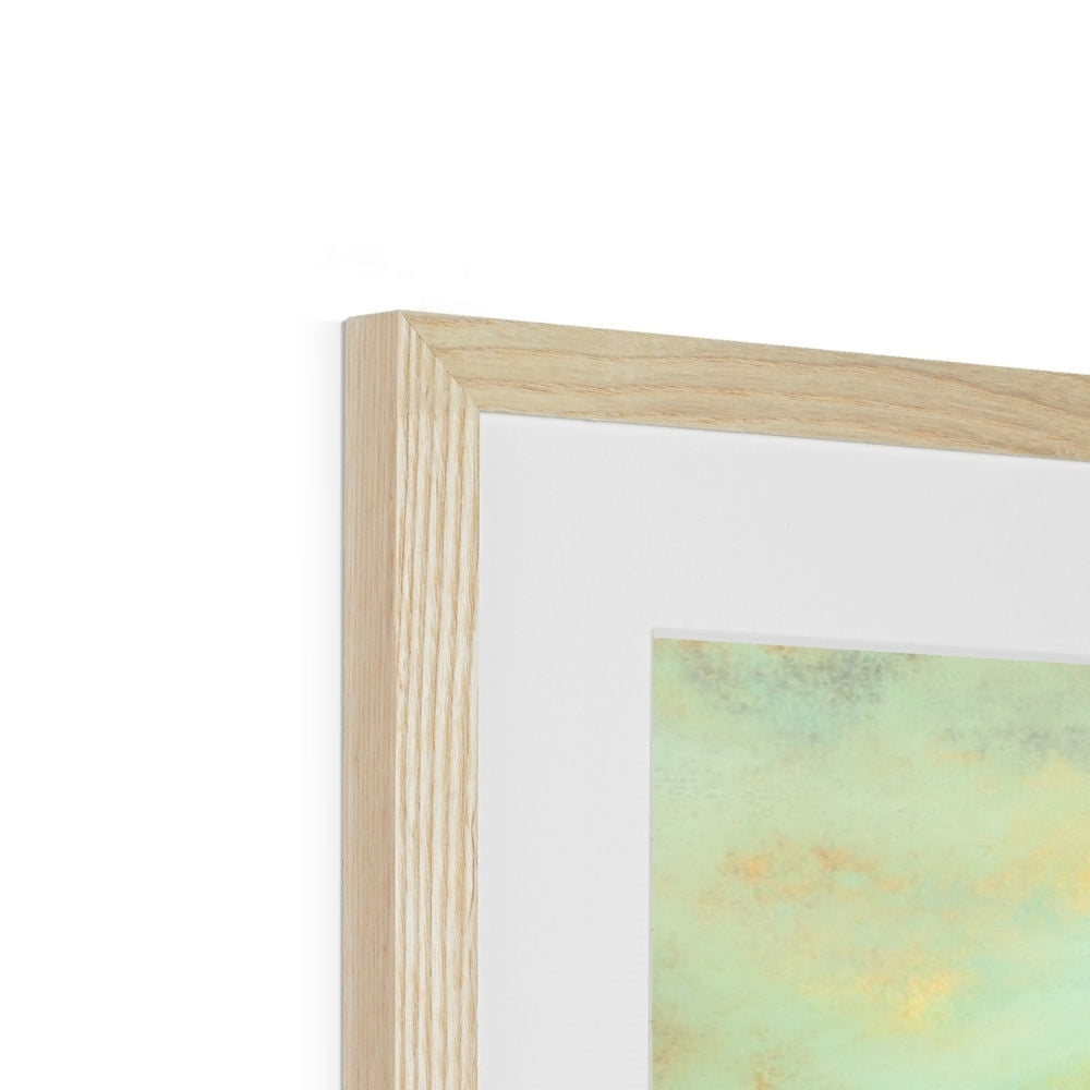 Light wood picture frame with white mat surrounding Glen Eagles King’s Golf Course print