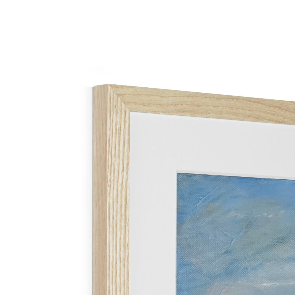 Light oak frame with white mat and abstract blue Glenfinnan Viaduct print