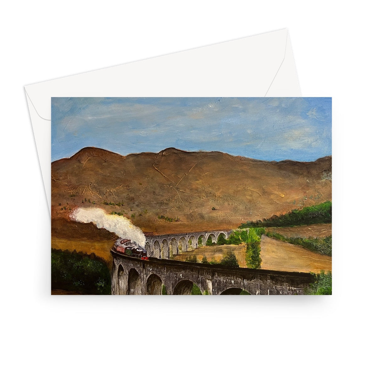 Glenfinnan Viaduct steam locomotive greeting card